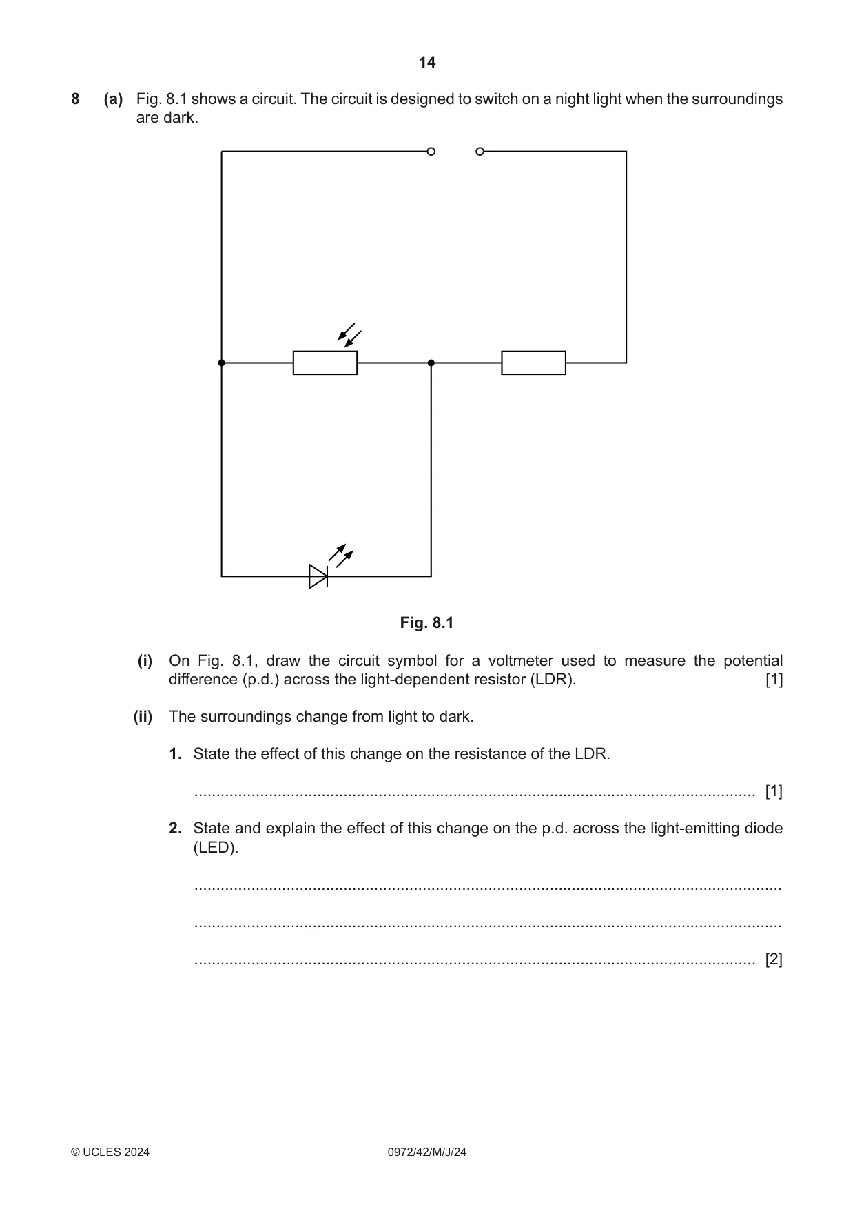Cambridge IGCSE Physics (9-1) 0972 2024 May/June Paper 4 · Variant 2 question paper, page 14 of 20