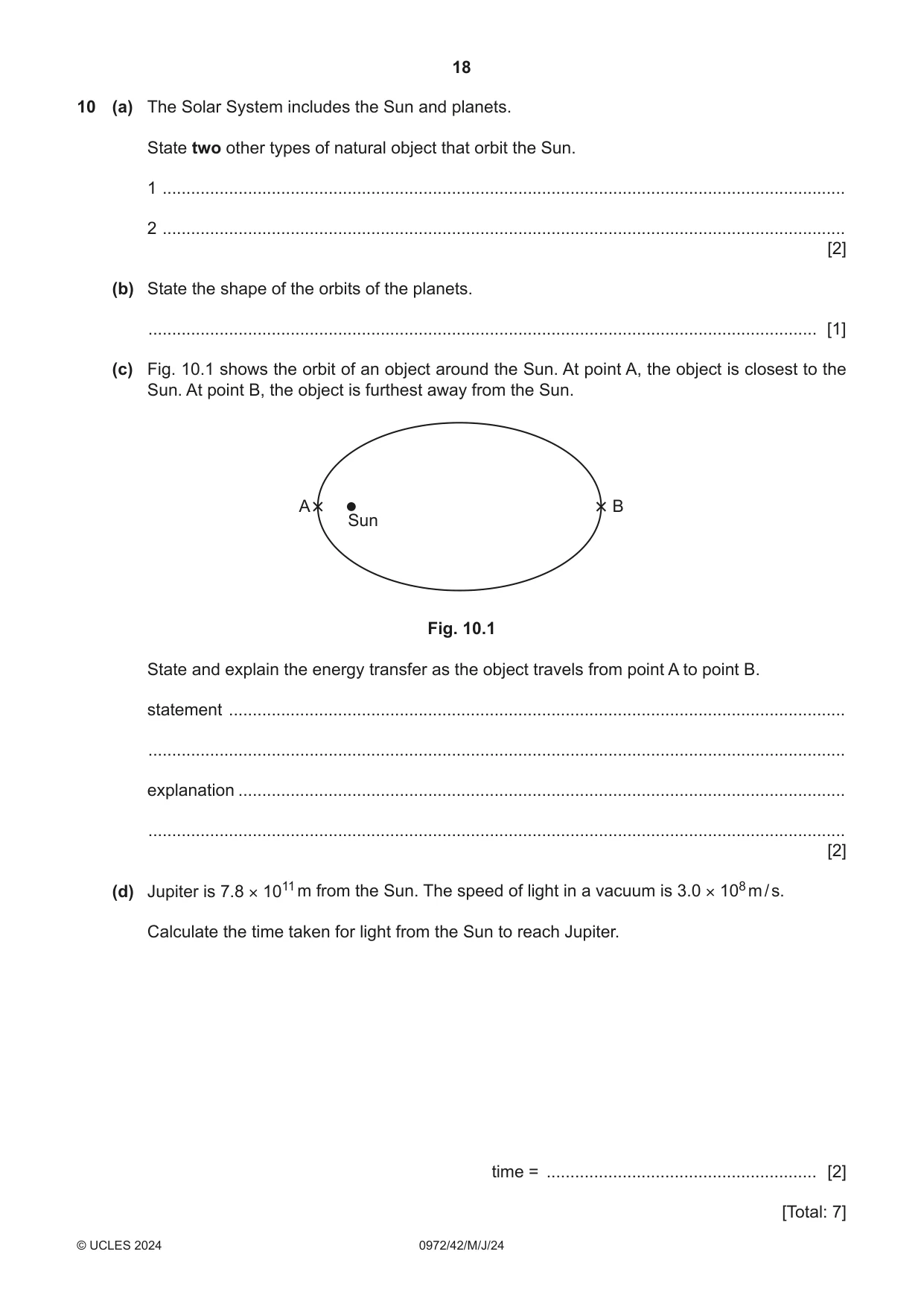 Cambridge IGCSE Physics (9-1) 0972 2024 May/June Paper 4 · Variant 2 question paper, page 18 of 20