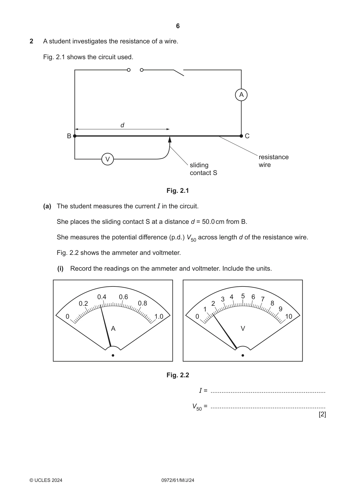 Cambridge IGCSE Physics (9-1) 0972 2024 May/June Paper 6 · Variant 1 question paper, page 6 of 12