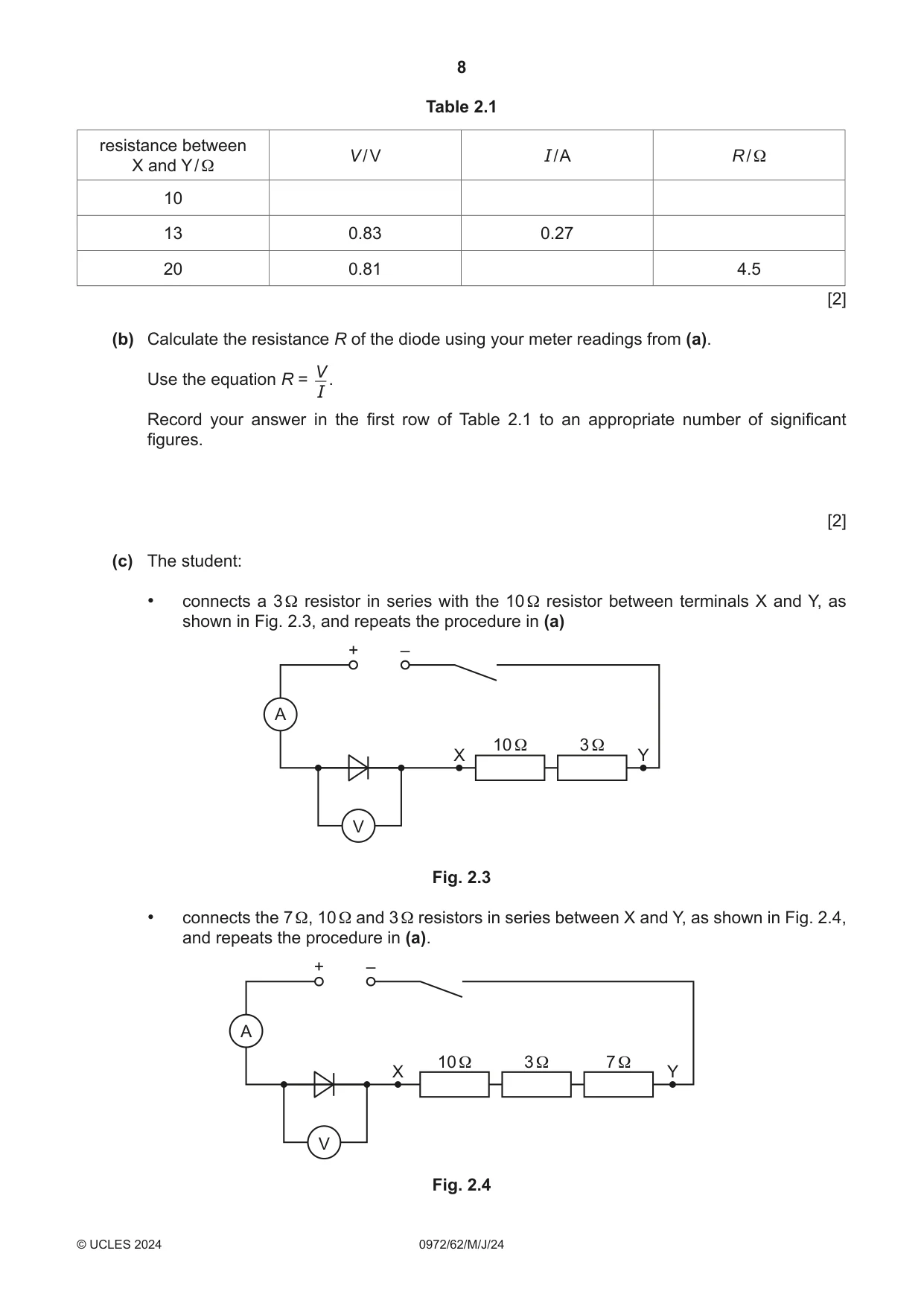 Cambridge IGCSE Physics (9-1) 0972 2024 May/June Paper 6 · Variant 2 question paper, page 8 of 16
