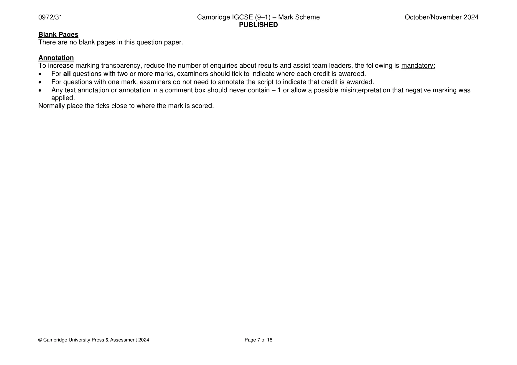 Mark scheme, page 7 of 18
