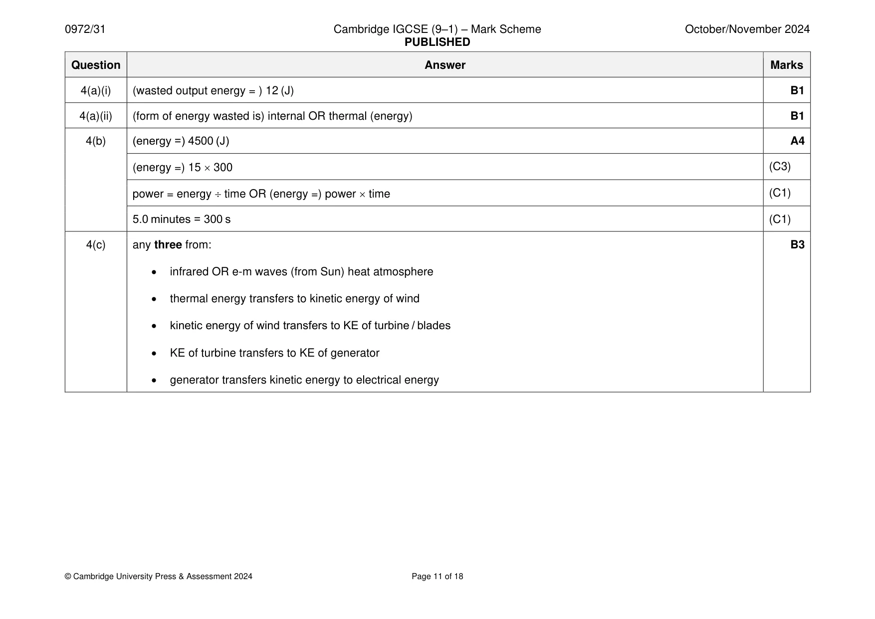 Mark scheme, page 11 of 18