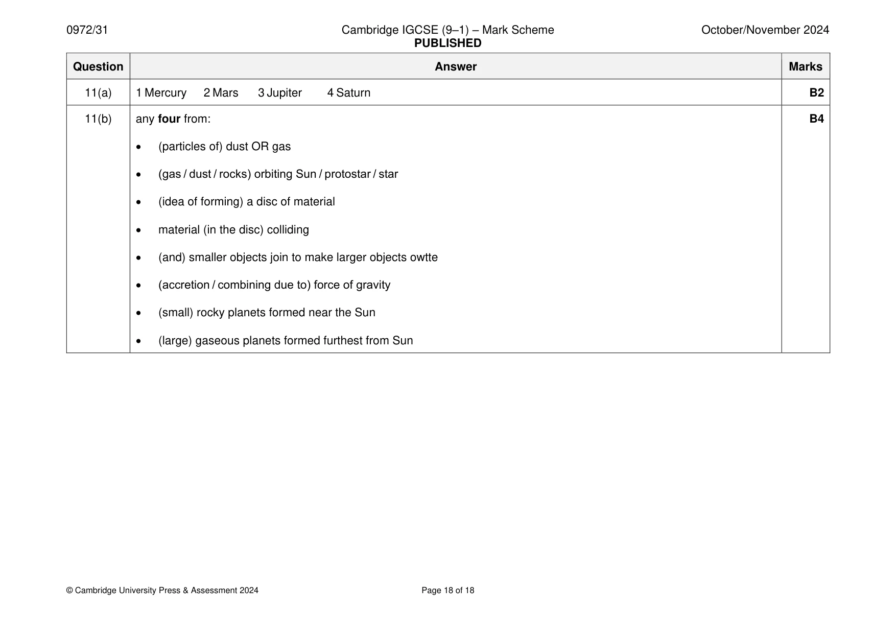 Mark scheme, page 18 of 18