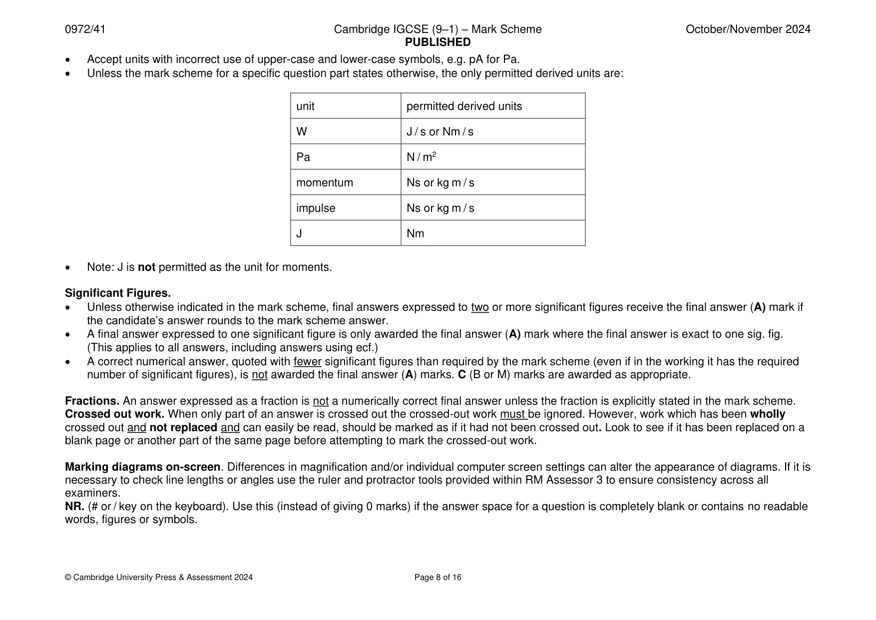 Mark scheme, page 8 of 16