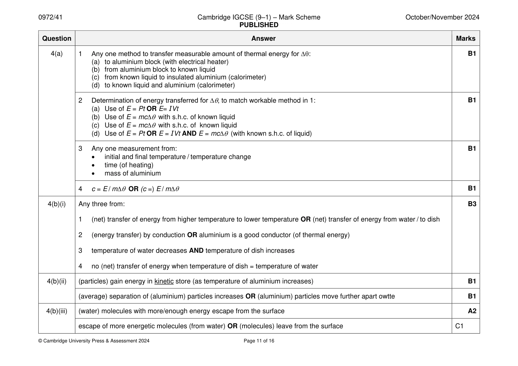 Mark scheme, page 11 of 16