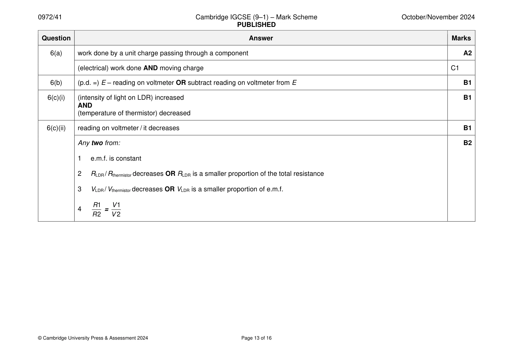Mark scheme, page 13 of 16