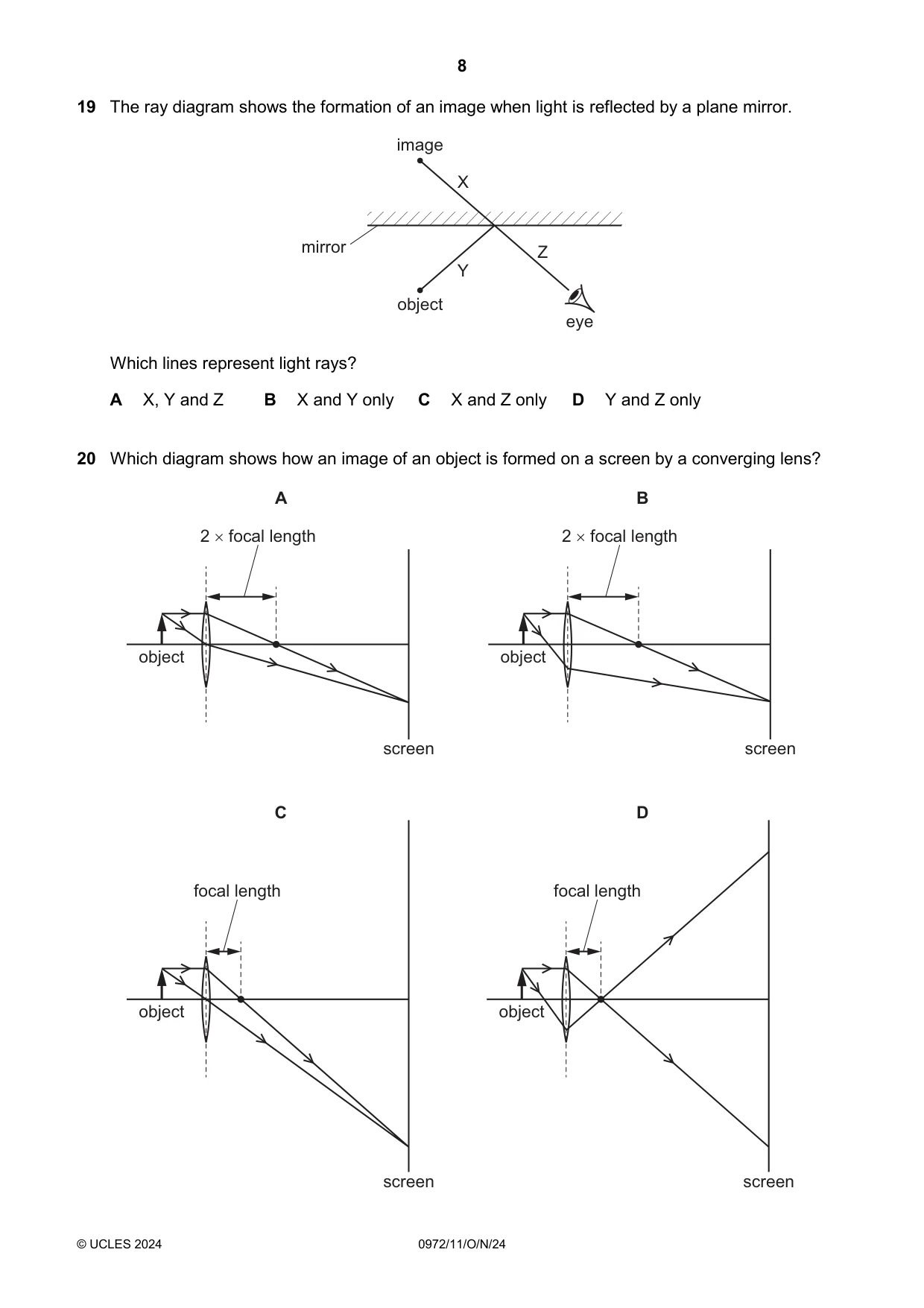 Cambridge IGCSE Physics (9-1) 0972 2024 Oct/Nov Paper 1 · Variant 1 question paper, page 8 of 16