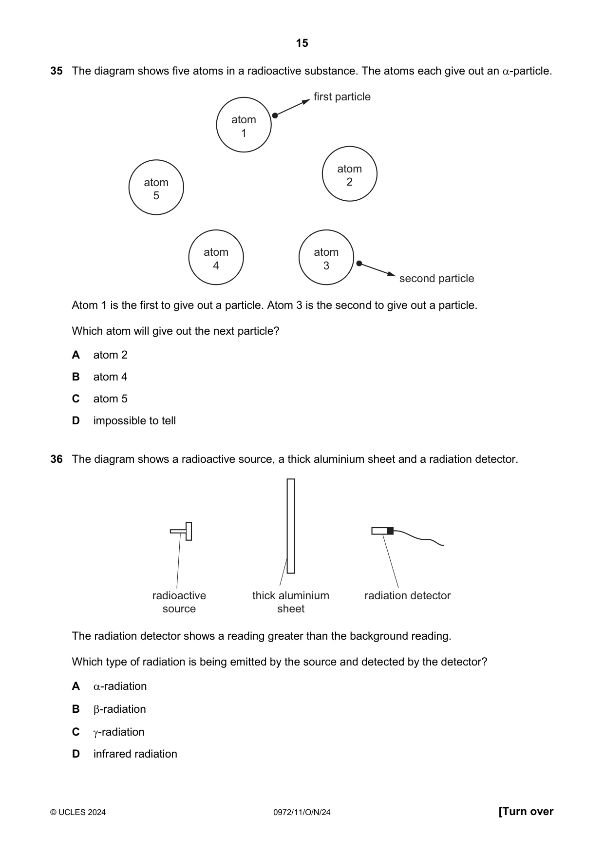 Cambridge IGCSE Physics (9-1) 0972 2024 Oct/Nov Paper 1 · Variant 1 question paper, page 15 of 16