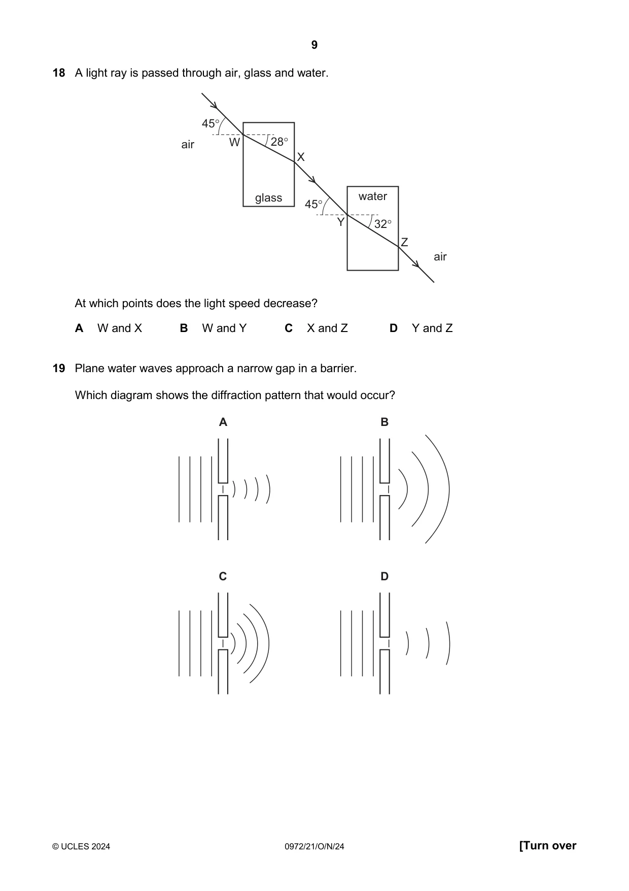 Cambridge IGCSE Physics (9-1) 0972 2024 Oct/Nov Paper 2 · Variant 1 question paper, page 9 of 20