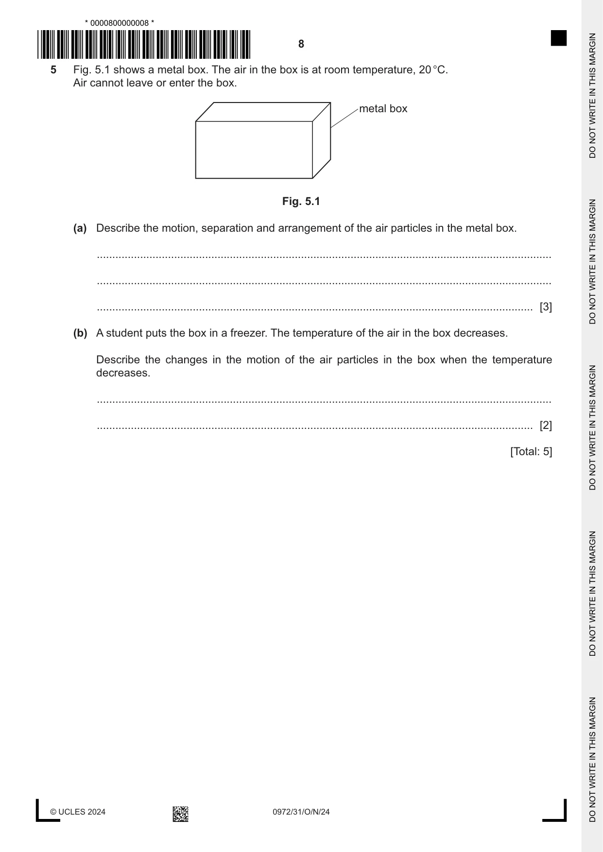 Cambridge IGCSE Physics (9-1) 0972 2024 Oct/Nov Paper 3 · Variant 1 question paper, page 8 of 16