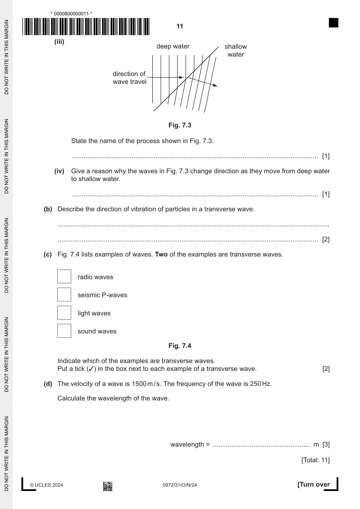 Cambridge IGCSE Physics (9-1) 0972 2024 Oct/Nov Paper 3 · Variant 1 question paper, page 11 of 16