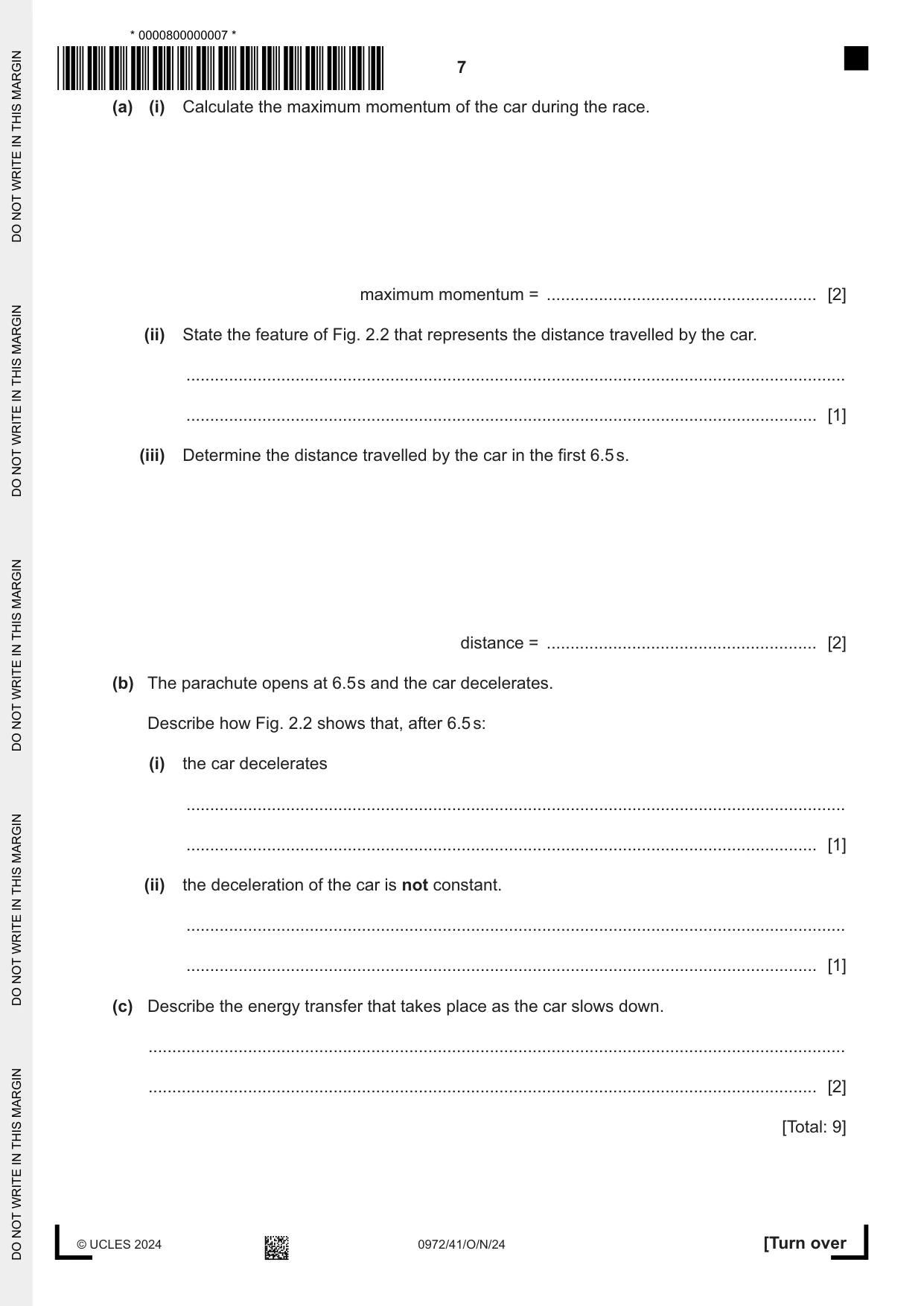 Cambridge IGCSE Physics (9-1) 0972 2024 Oct/Nov Paper 4 · Variant 1 question paper, page 7 of 20