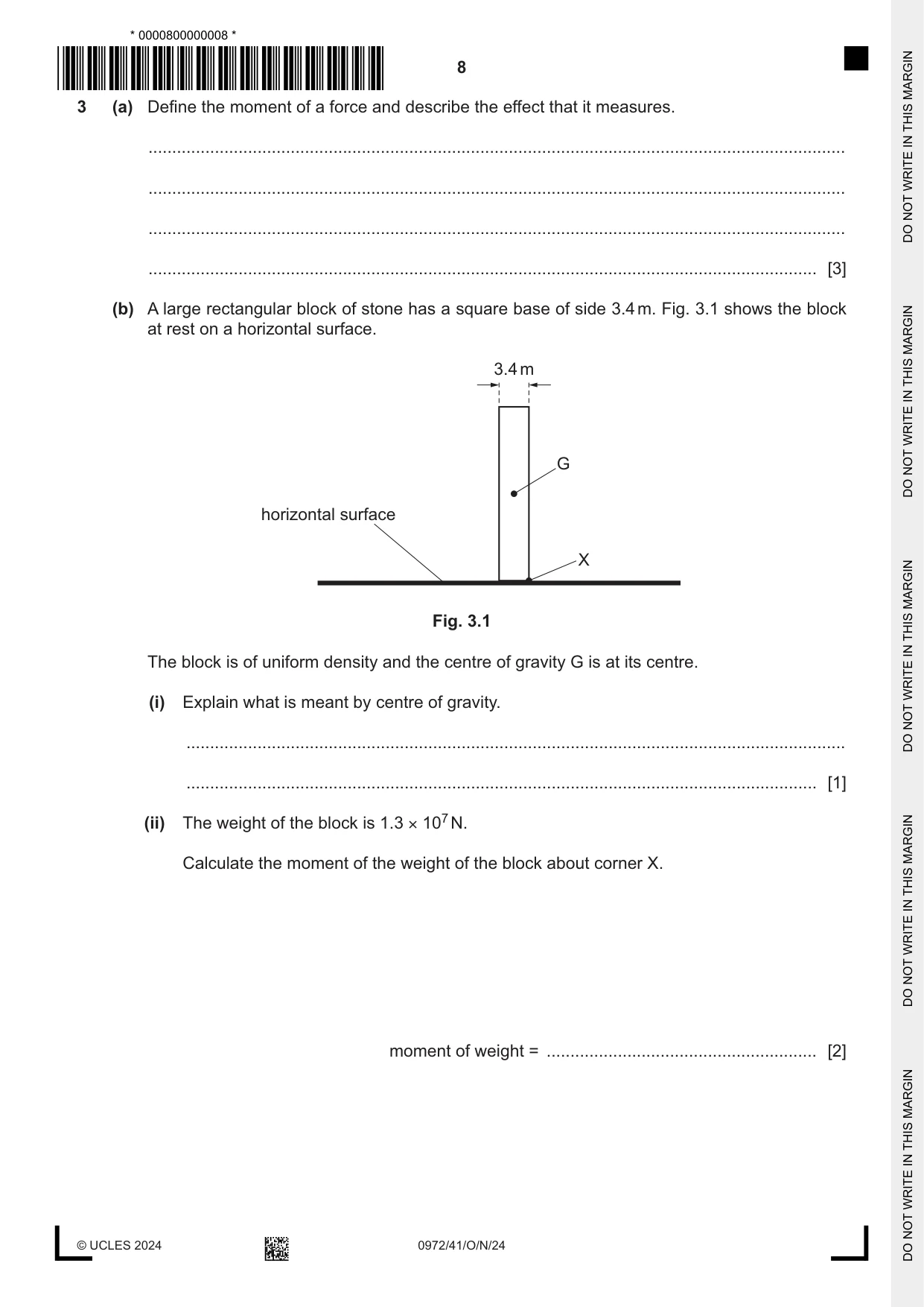 Cambridge IGCSE Physics (9-1) 0972 2024 Oct/Nov Paper 4 · Variant 1 question paper, page 8 of 20