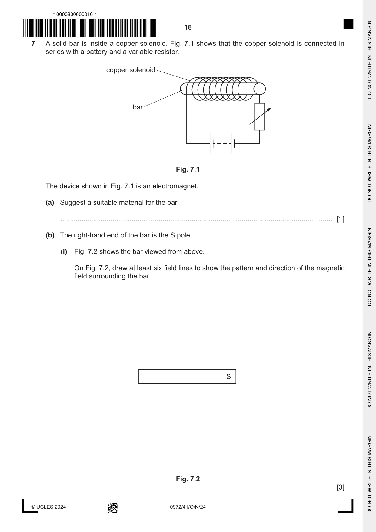 Cambridge IGCSE Physics (9-1) 0972 2024 Oct/Nov Paper 4 · Variant 1 question paper, page 16 of 20
