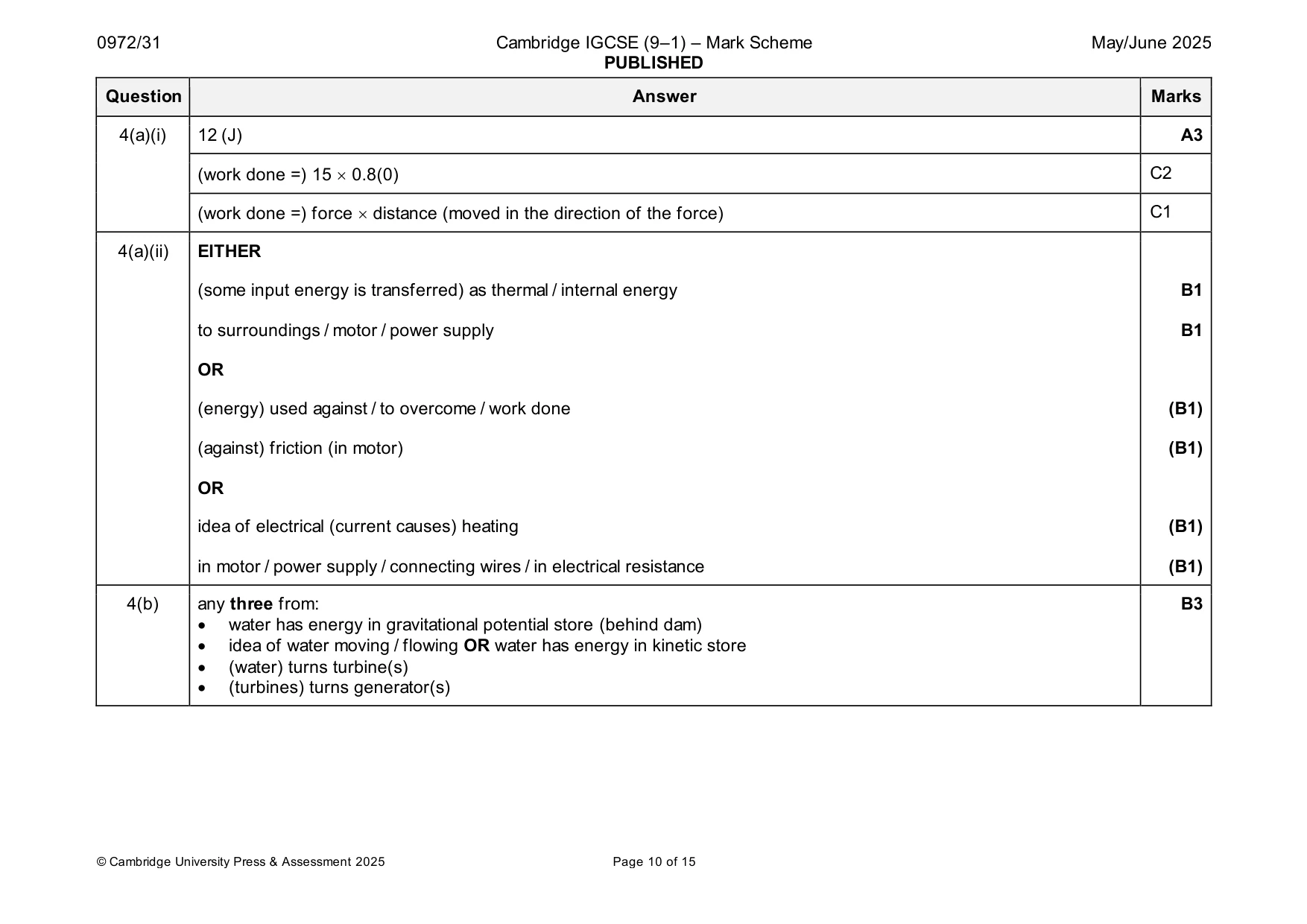 Mark scheme, page 10 of 15