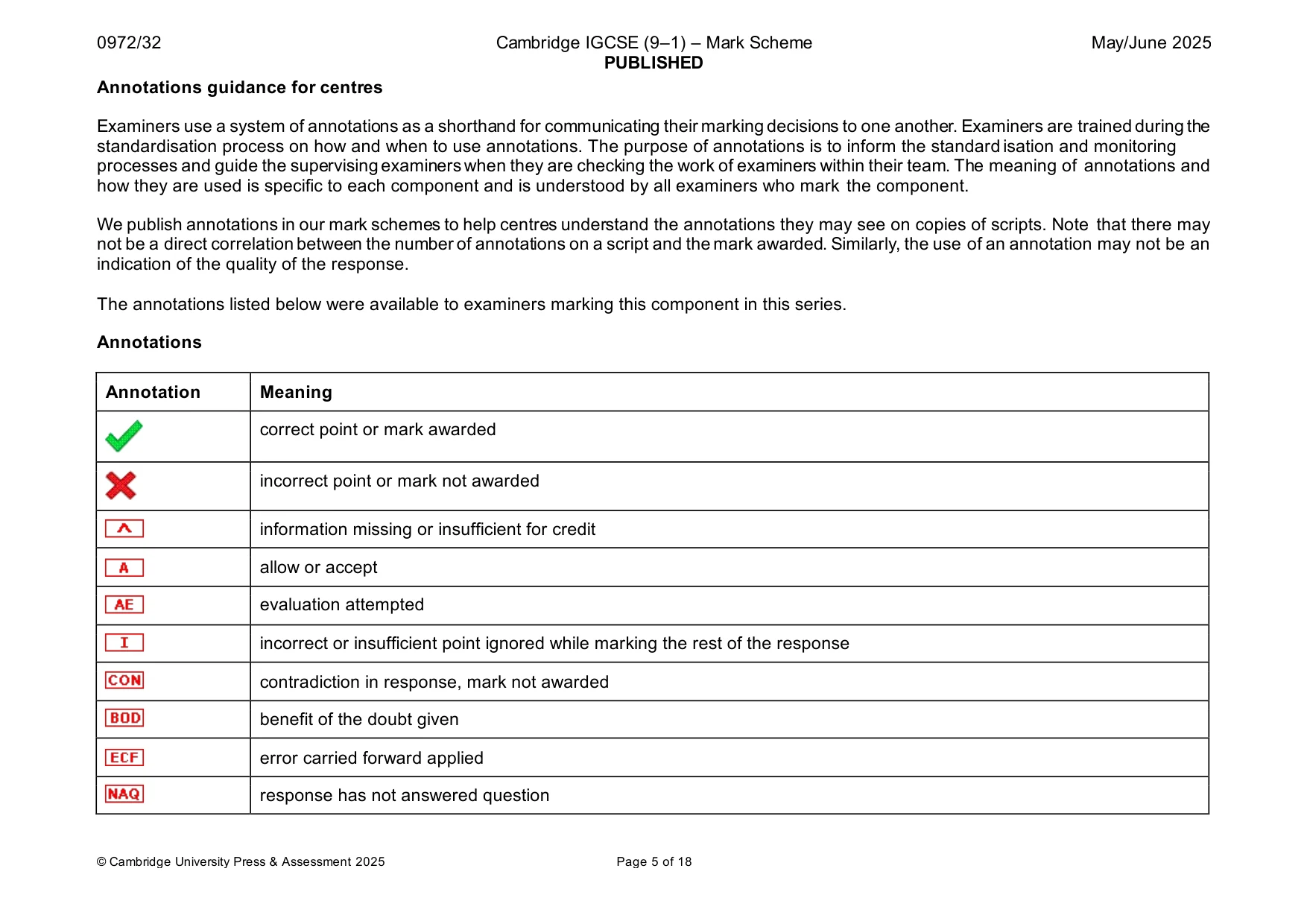 Mark scheme, page 5 of 18