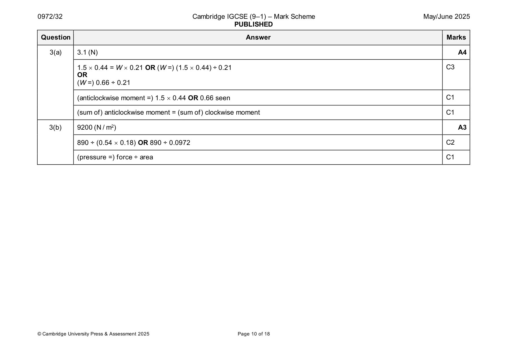 Mark scheme, page 10 of 18