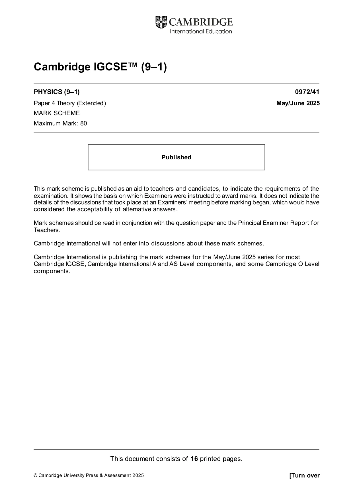Mark scheme, page 1 of 16