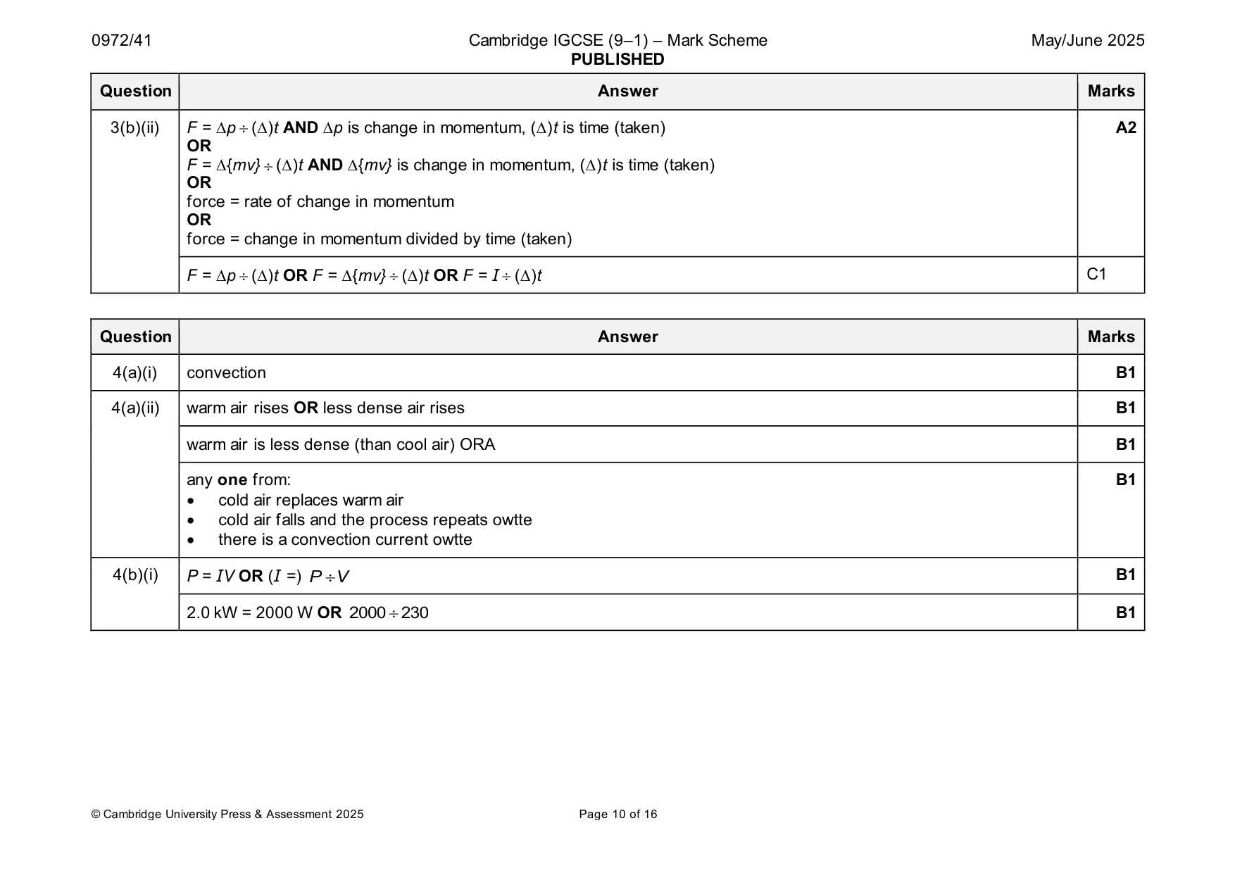 Mark scheme, page 10 of 16