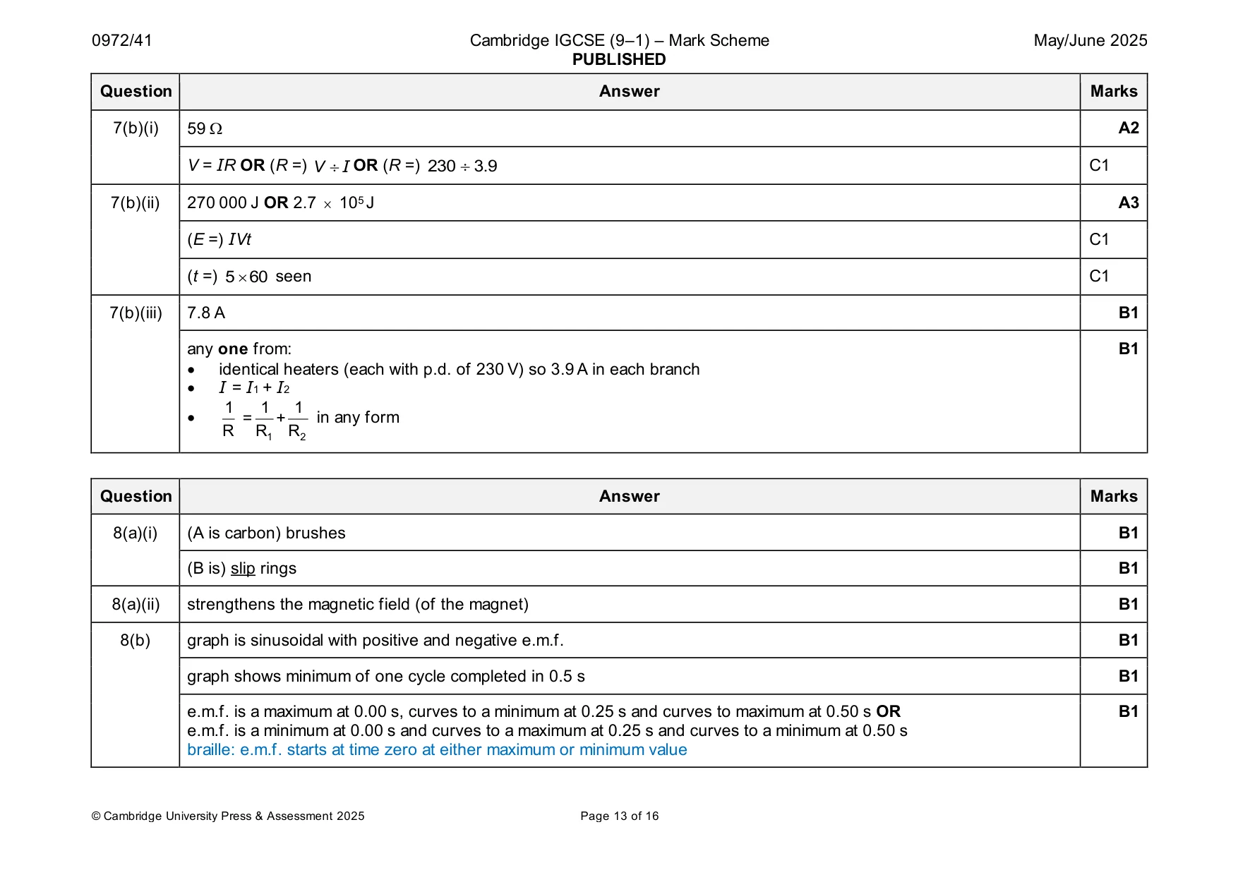 Mark scheme, page 13 of 16