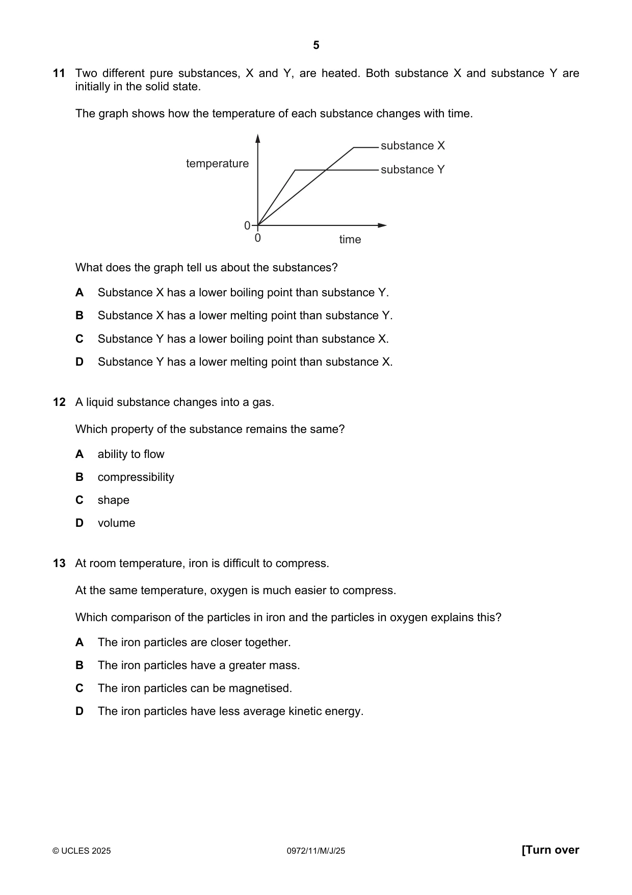 Cambridge IGCSE Physics (9-1) 0972 2025 May/June Paper 1 · Variant 1 question paper, page 5 of 16