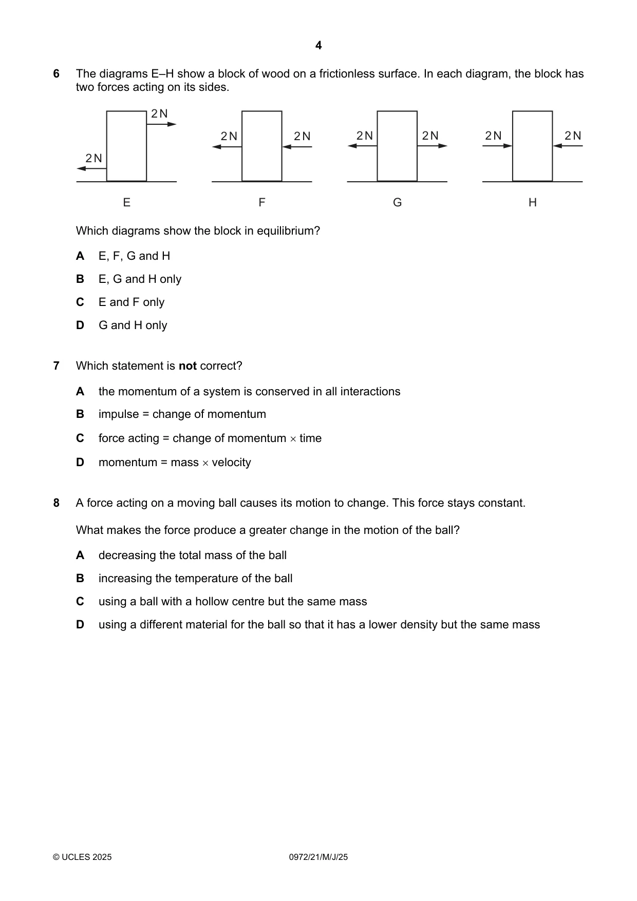 Cambridge IGCSE Physics (9-1) 0972 2025 May/June Paper 2 · Variant 1 question paper, page 4 of 16