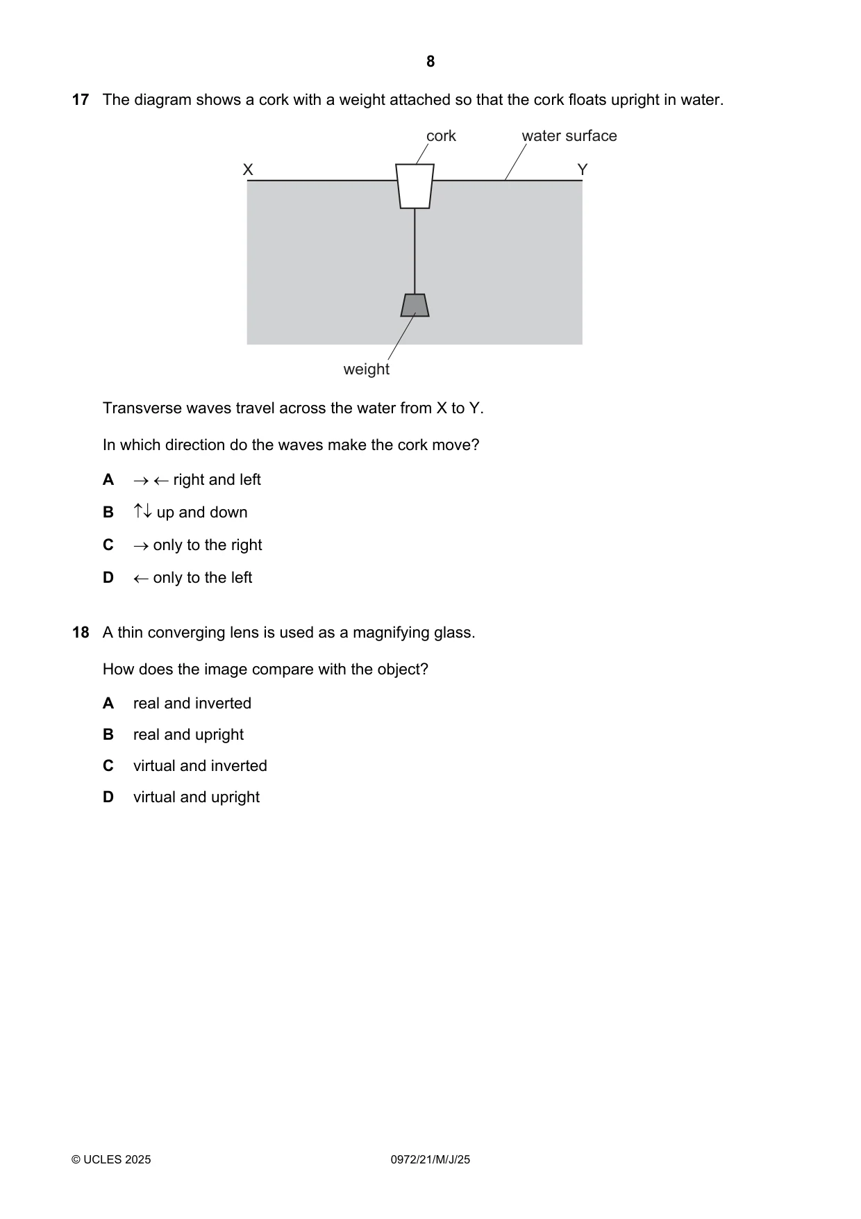 Cambridge IGCSE Physics (9-1) 0972 2025 May/June Paper 2 · Variant 1 question paper, page 8 of 16