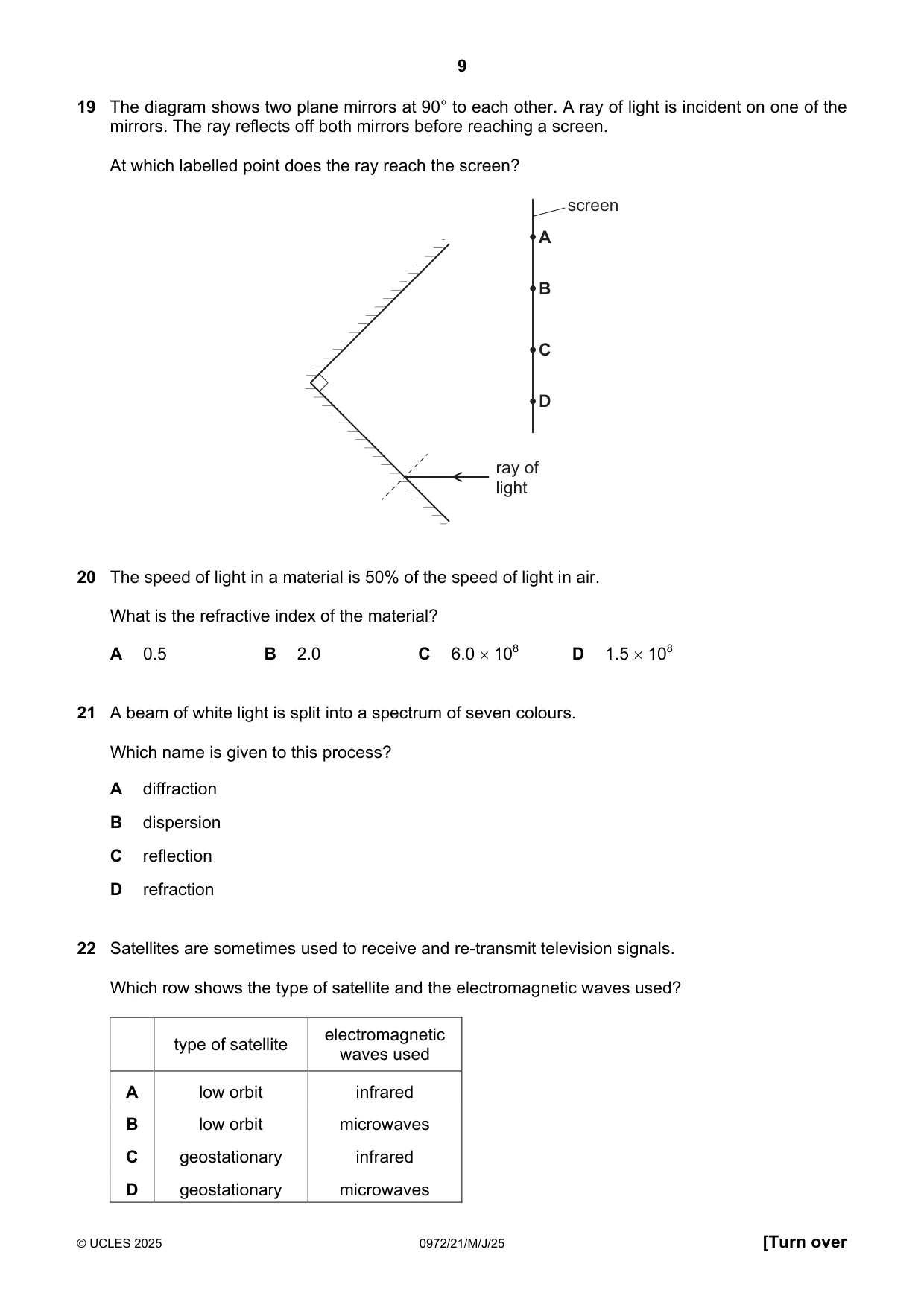 Cambridge IGCSE Physics (9-1) 0972 2025 May/June Paper 2 · Variant 1 question paper, page 9 of 16