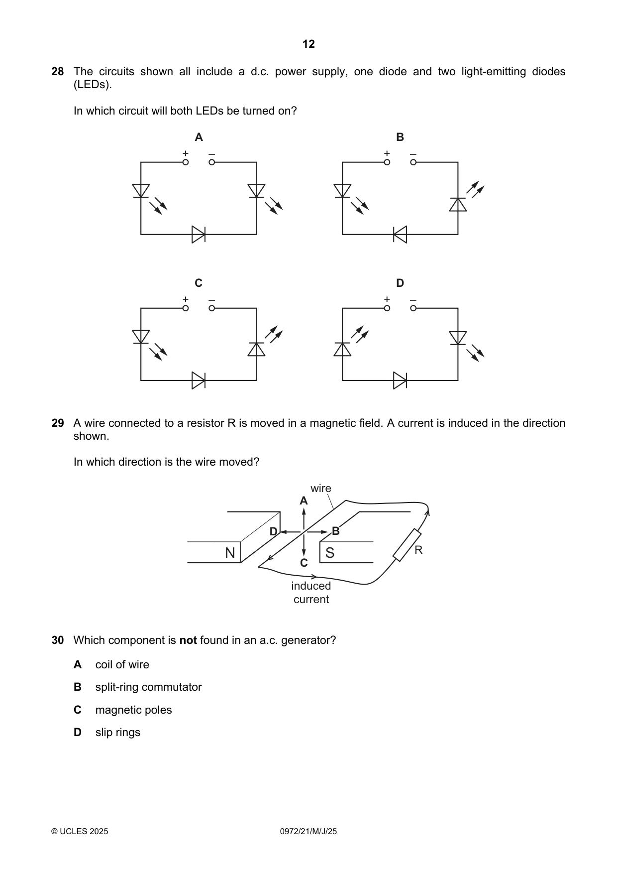 Cambridge IGCSE Physics (9-1) 0972 2025 May/June Paper 2 · Variant 1 question paper, page 12 of 16