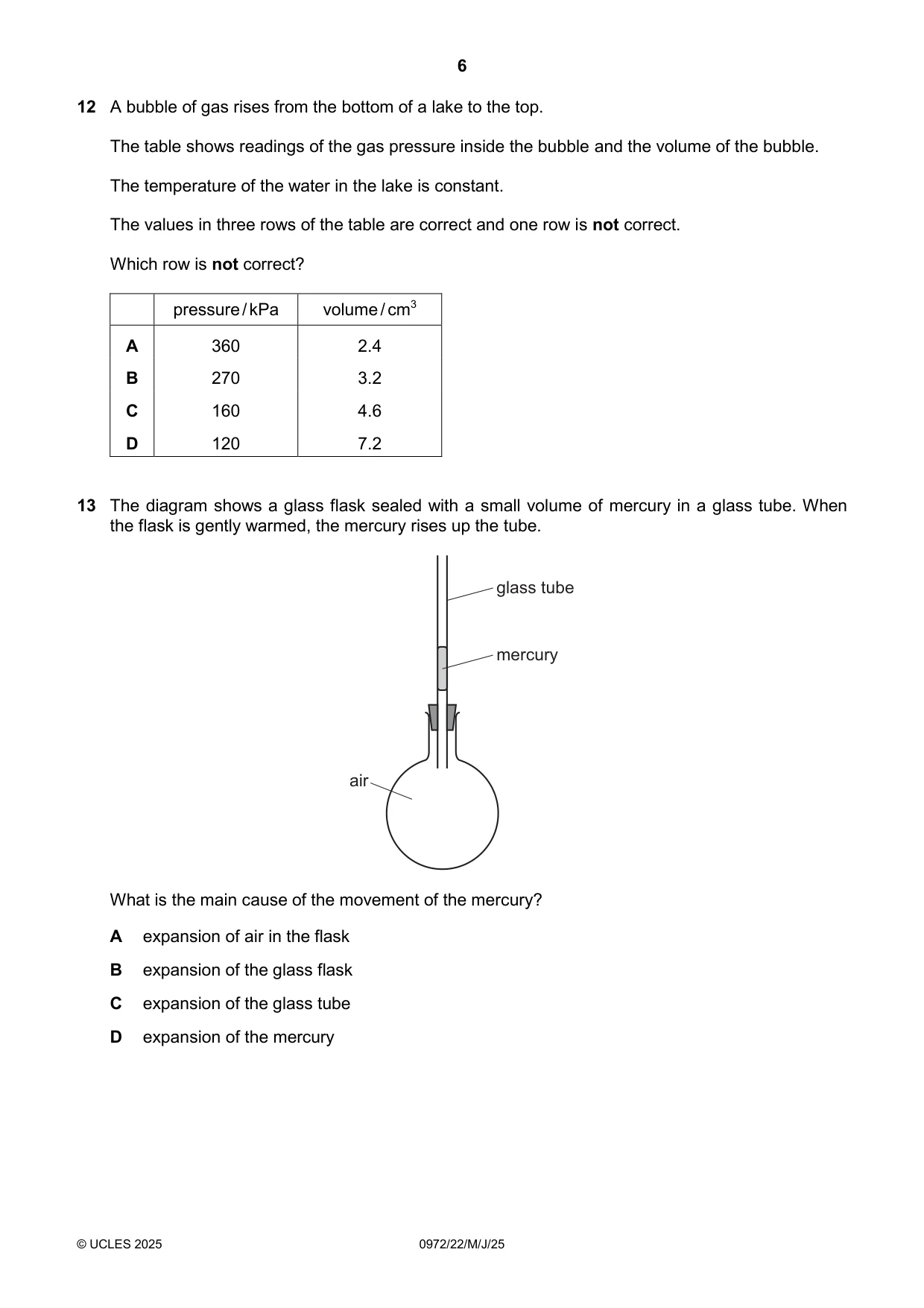 Cambridge IGCSE Physics (9-1) 0972 2025 May/June Paper 2 · Variant 2 question paper, page 6 of 16