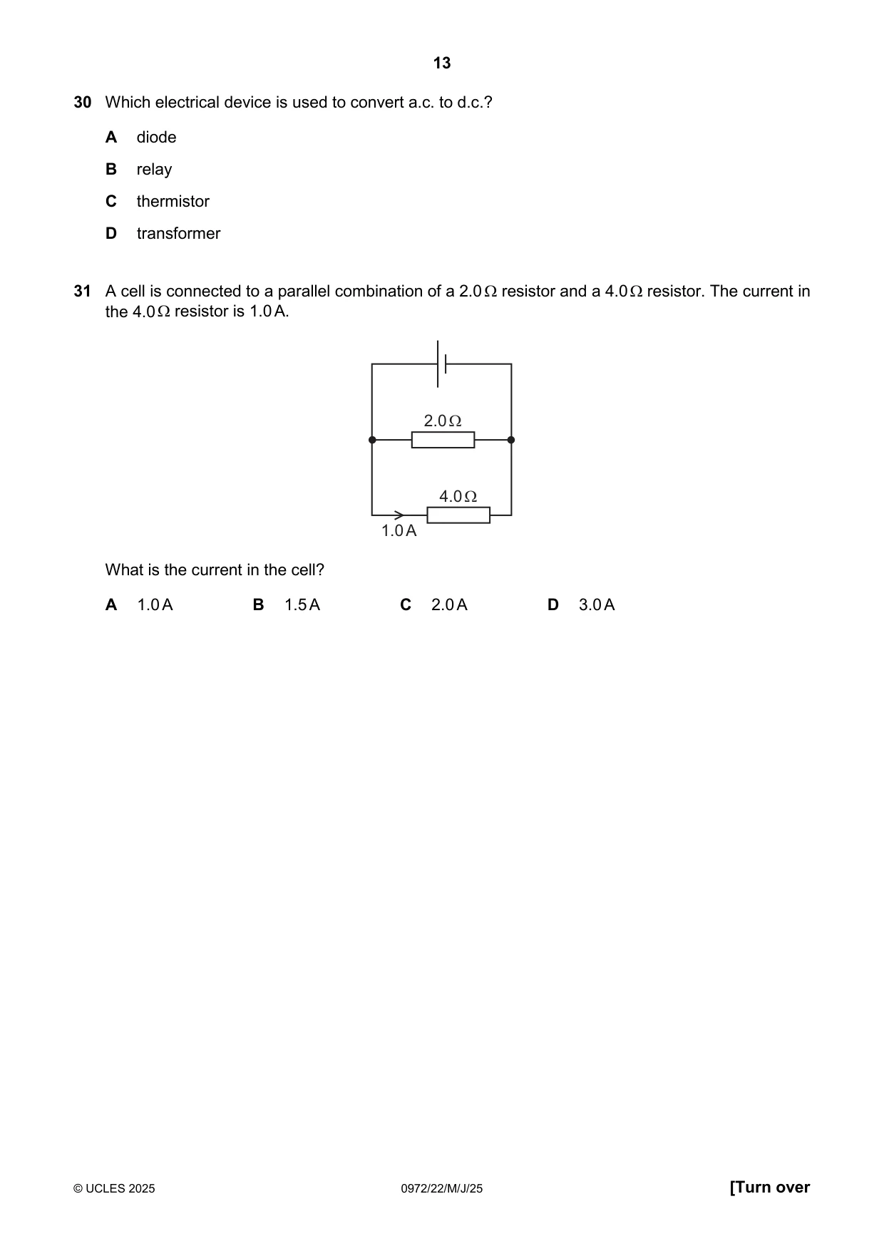 Cambridge IGCSE Physics (9-1) 0972 2025 May/June Paper 2 · Variant 2 question paper, page 13 of 16