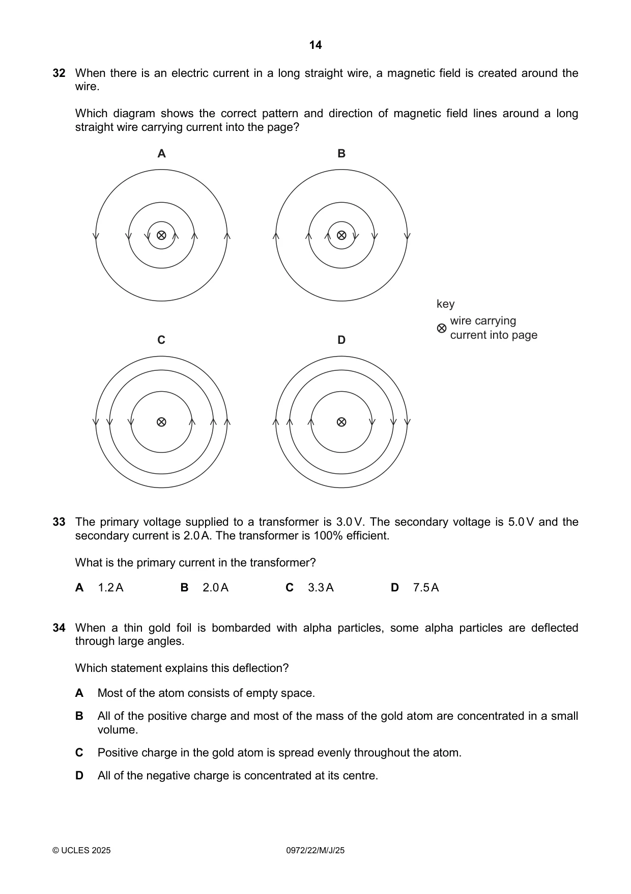 Cambridge IGCSE Physics (9-1) 0972 2025 May/June Paper 2 · Variant 2 question paper, page 14 of 16
