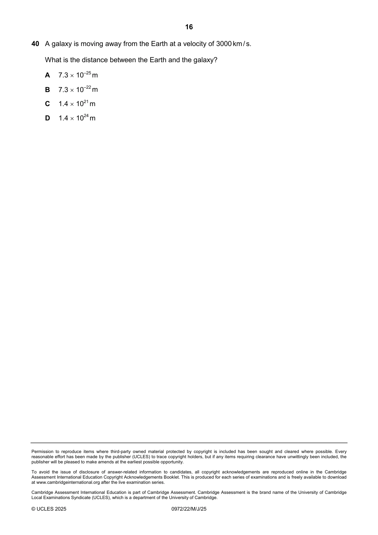 Cambridge IGCSE Physics (9-1) 0972 2025 May/June Paper 2 · Variant 2 question paper, page 16 of 16