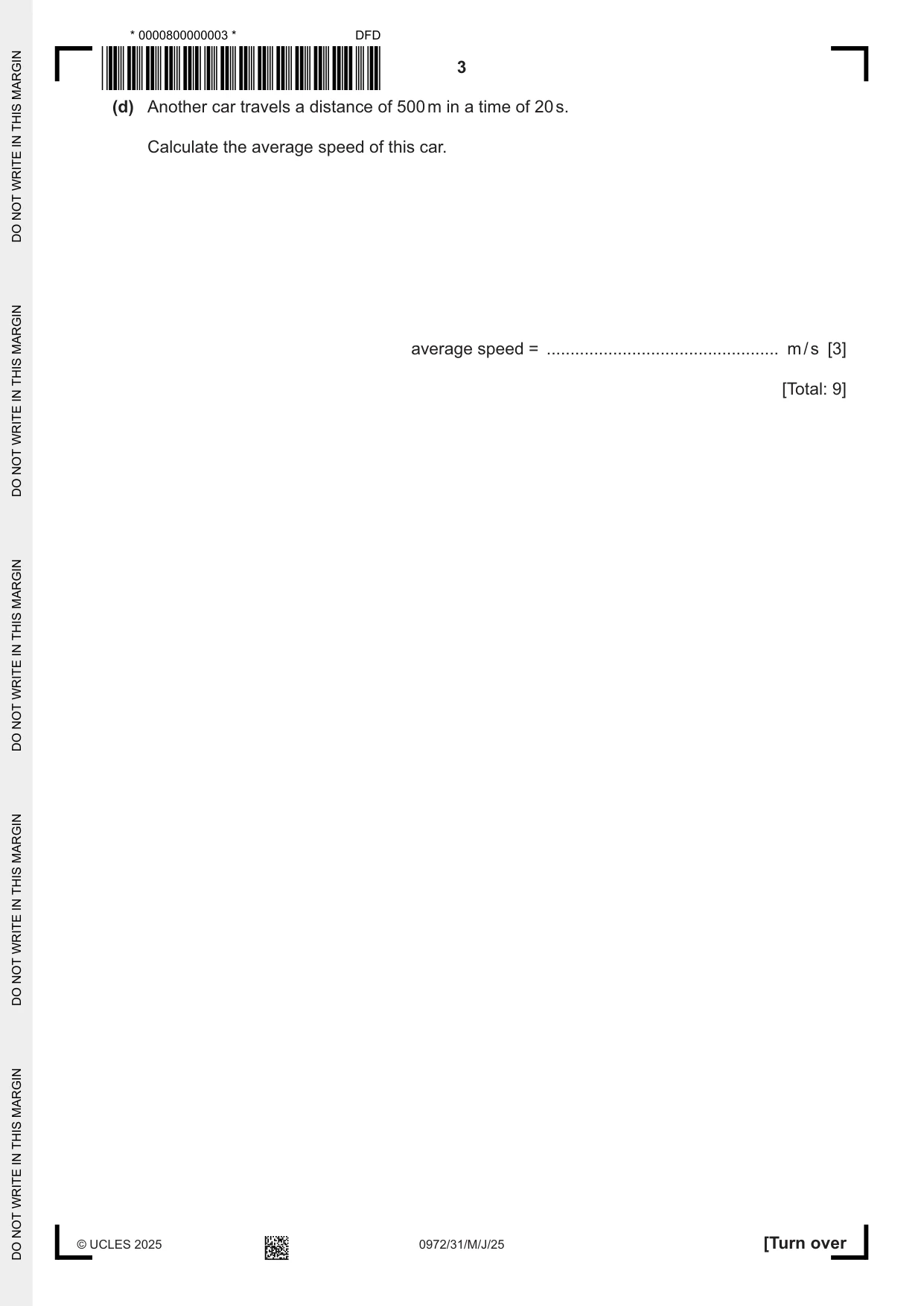 Cambridge IGCSE Physics (9-1) 0972 2025 May/June Paper 3 · Variant 1 question paper, page 3 of 16