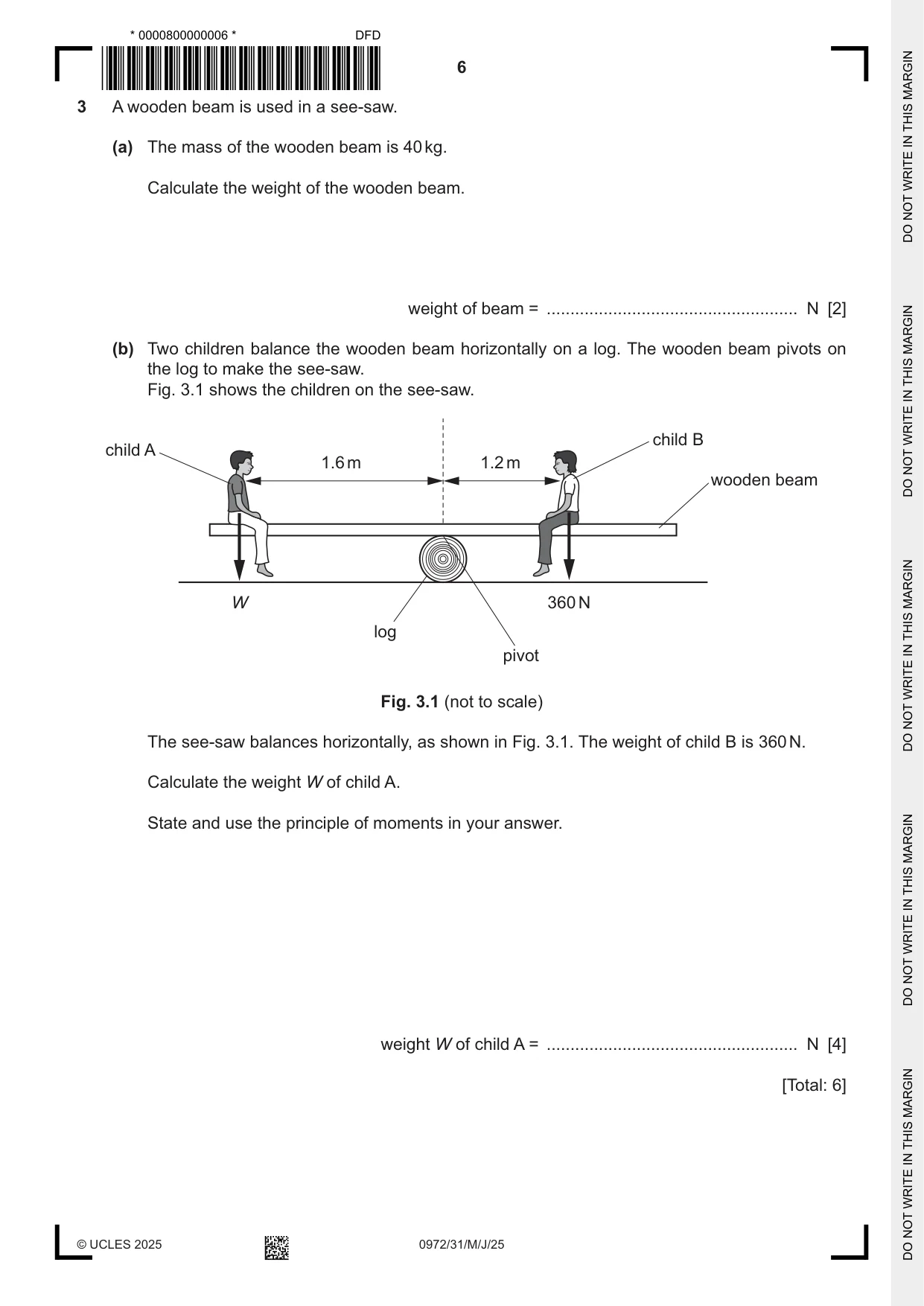 Cambridge IGCSE Physics (9-1) 0972 2025 May/June Paper 3 · Variant 1 question paper, page 6 of 16