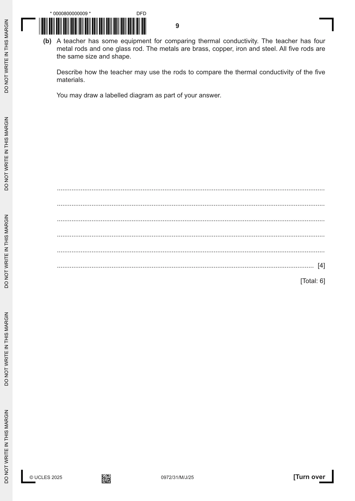 Cambridge IGCSE Physics (9-1) 0972 2025 May/June Paper 3 · Variant 1 question paper, page 9 of 16