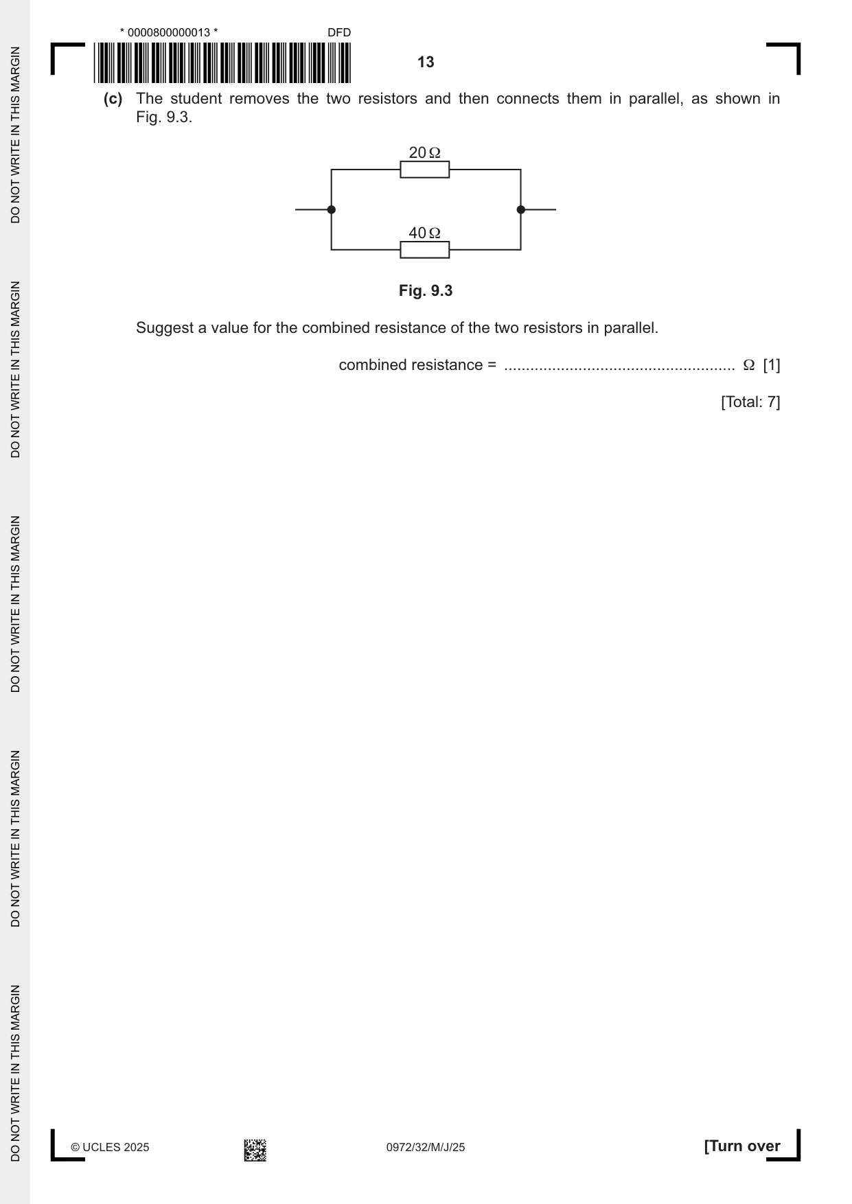 Cambridge IGCSE Physics (9-1) 0972 2025 May/June Paper 3 · Variant 2 question paper, page 13 of 16