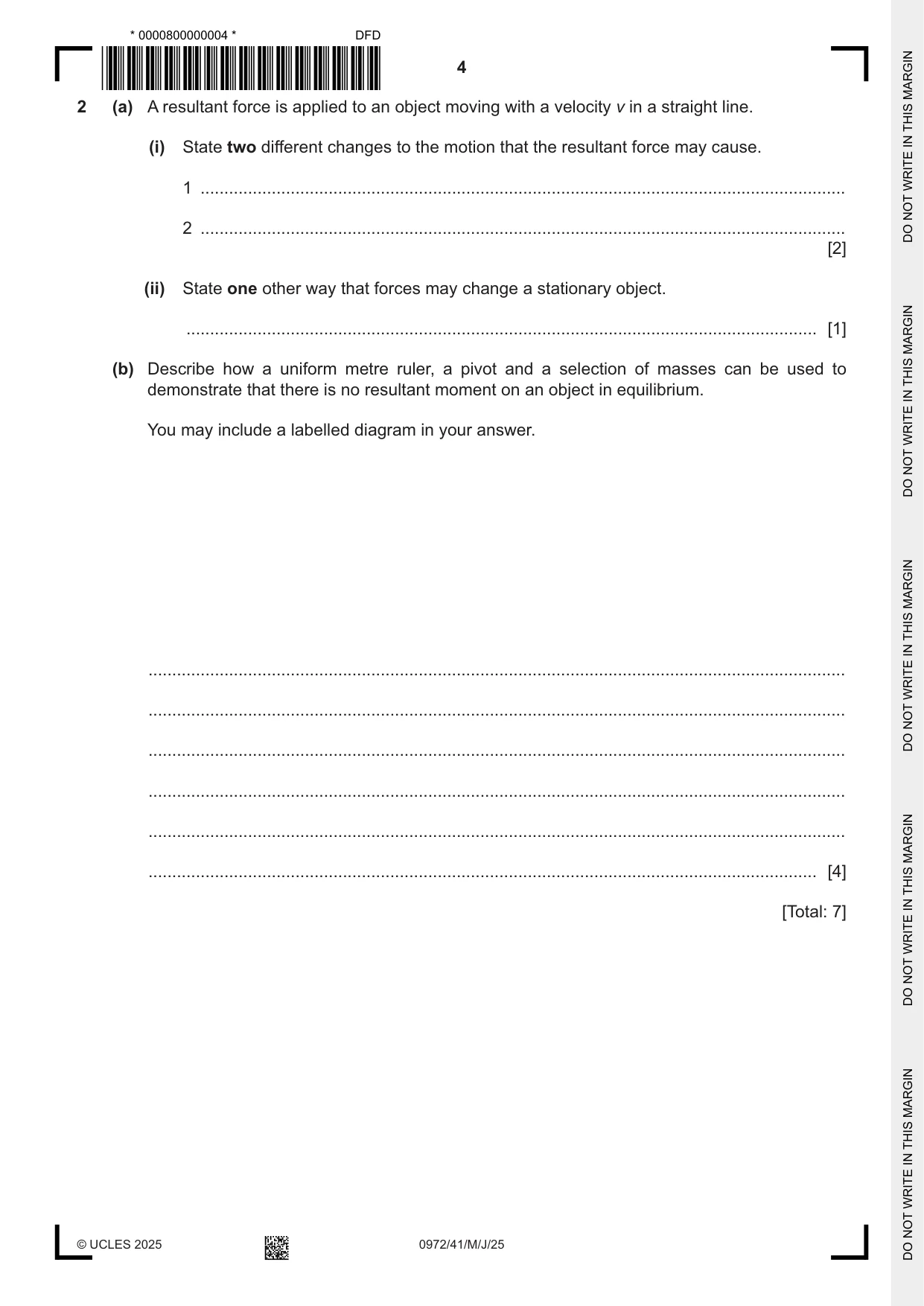 Cambridge IGCSE Physics (9-1) 0972 2025 May/June Paper 4 · Variant 1 question paper, page 4 of 16