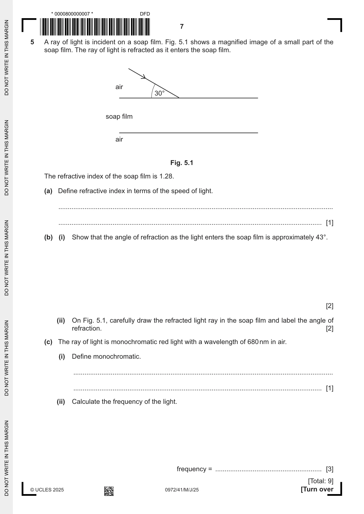 Cambridge IGCSE Physics (9-1) 0972 2025 May/June Paper 4 · Variant 1 question paper, page 7 of 16