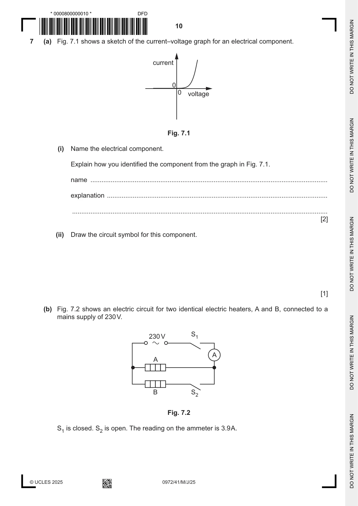 Cambridge IGCSE Physics (9-1) 0972 2025 May/June Paper 4 · Variant 1 question paper, page 10 of 16