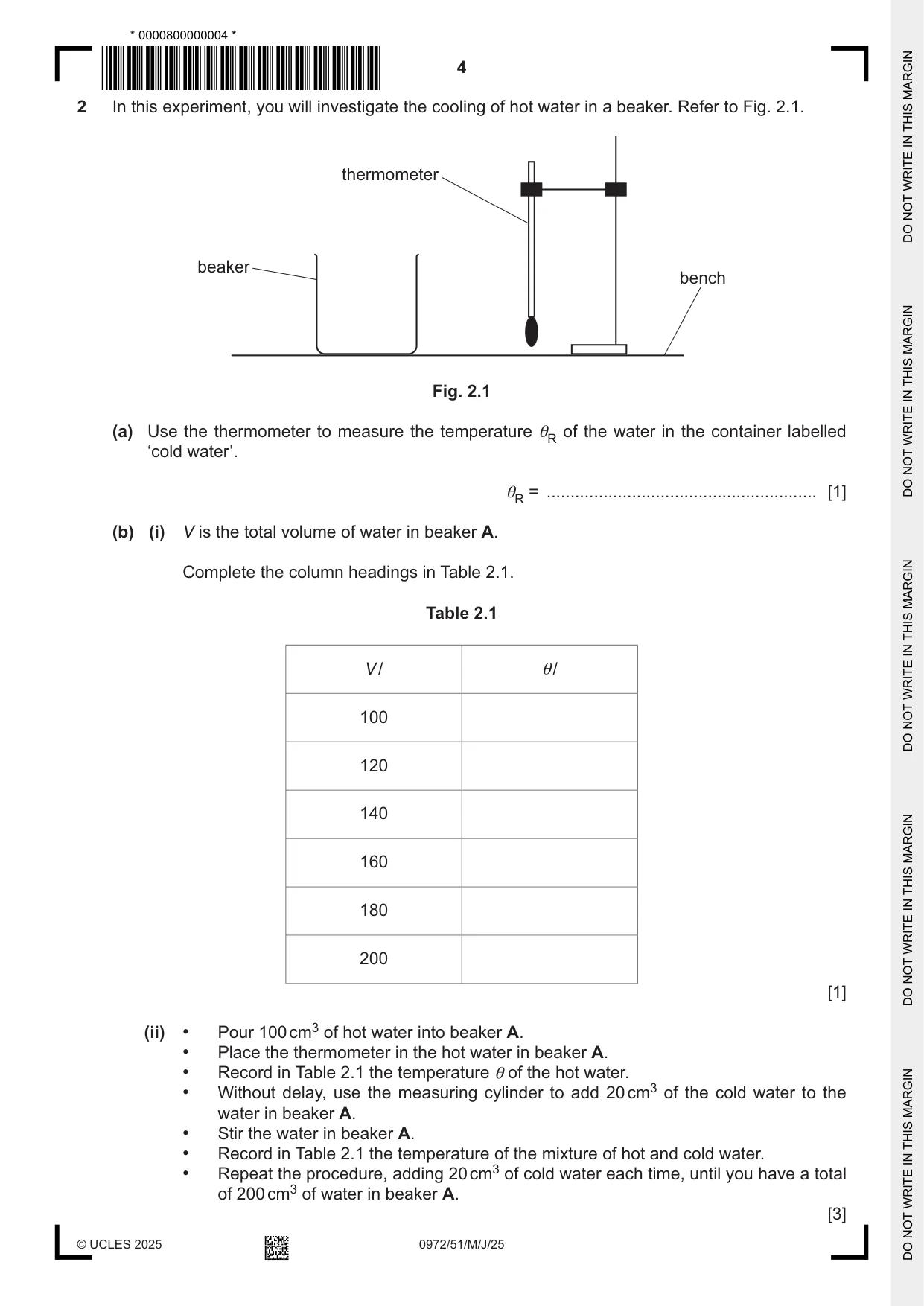Cambridge IGCSE Physics (9-1) 0972 2025 May/June Paper 5 · Variant 1 question paper, page 4 of 12