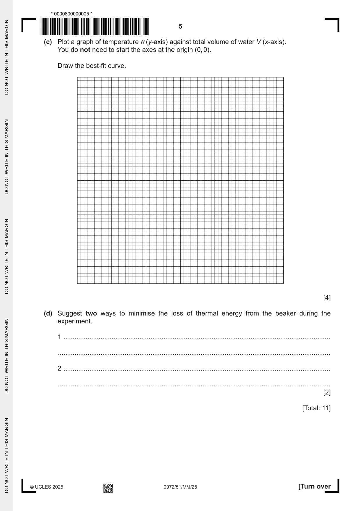 Cambridge IGCSE Physics (9-1) 0972 2025 May/June Paper 5 · Variant 1 question paper, page 5 of 12