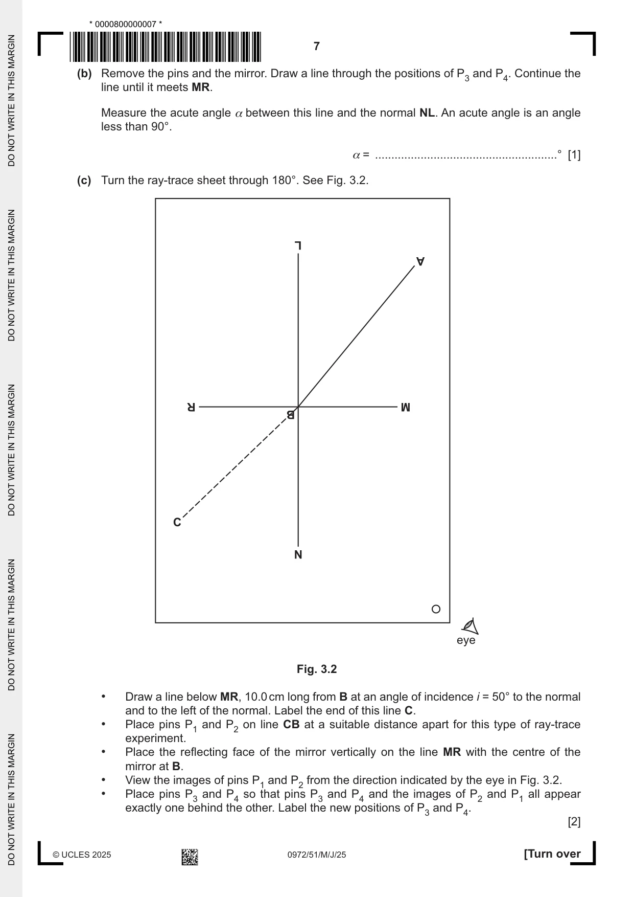 Cambridge IGCSE Physics (9-1) 0972 2025 May/June Paper 5 · Variant 1 question paper, page 7 of 12
