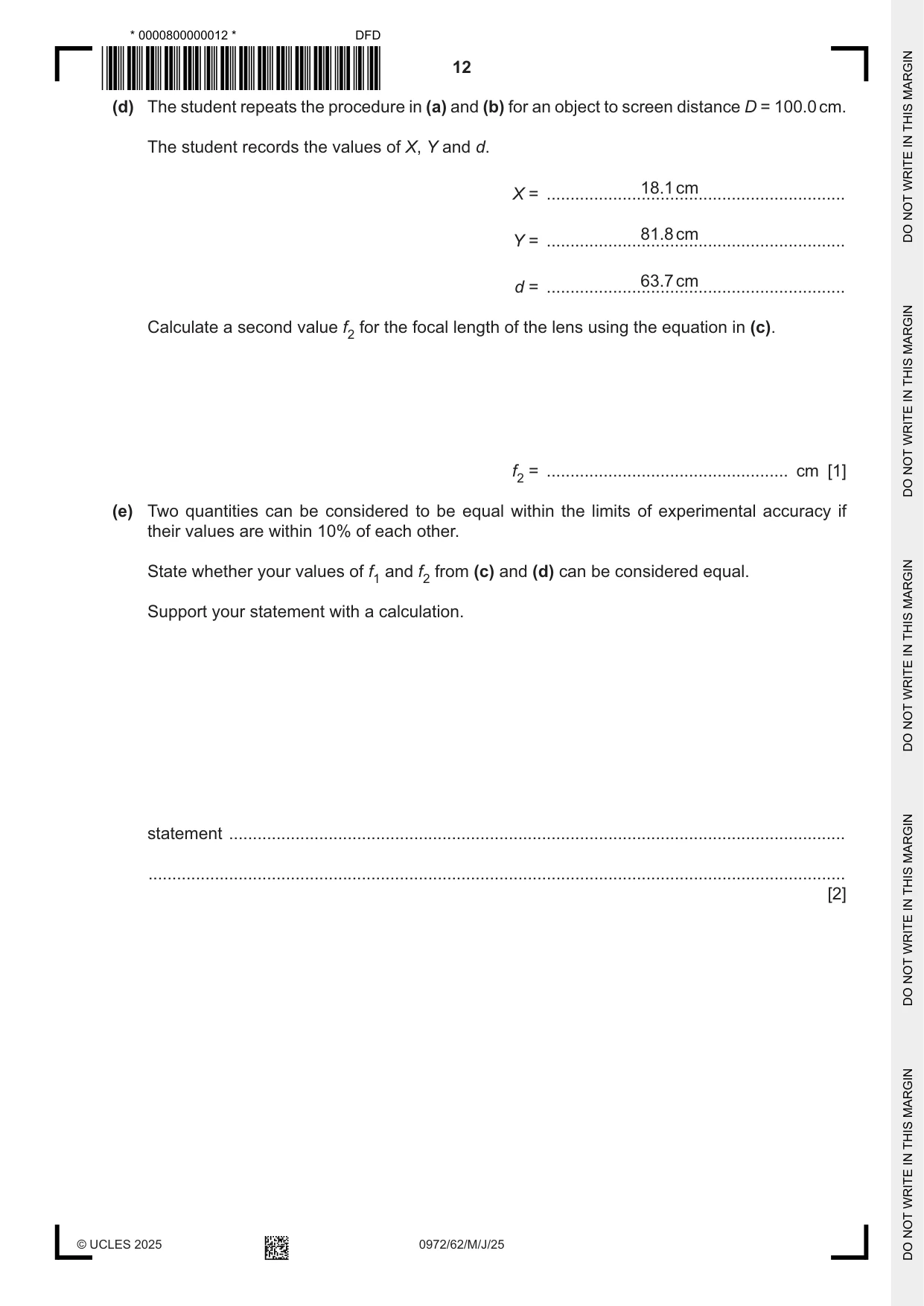 Cambridge IGCSE Physics (9-1) 0972 2025 May/June Paper 6 · Variant 2 question paper, page 12 of 16