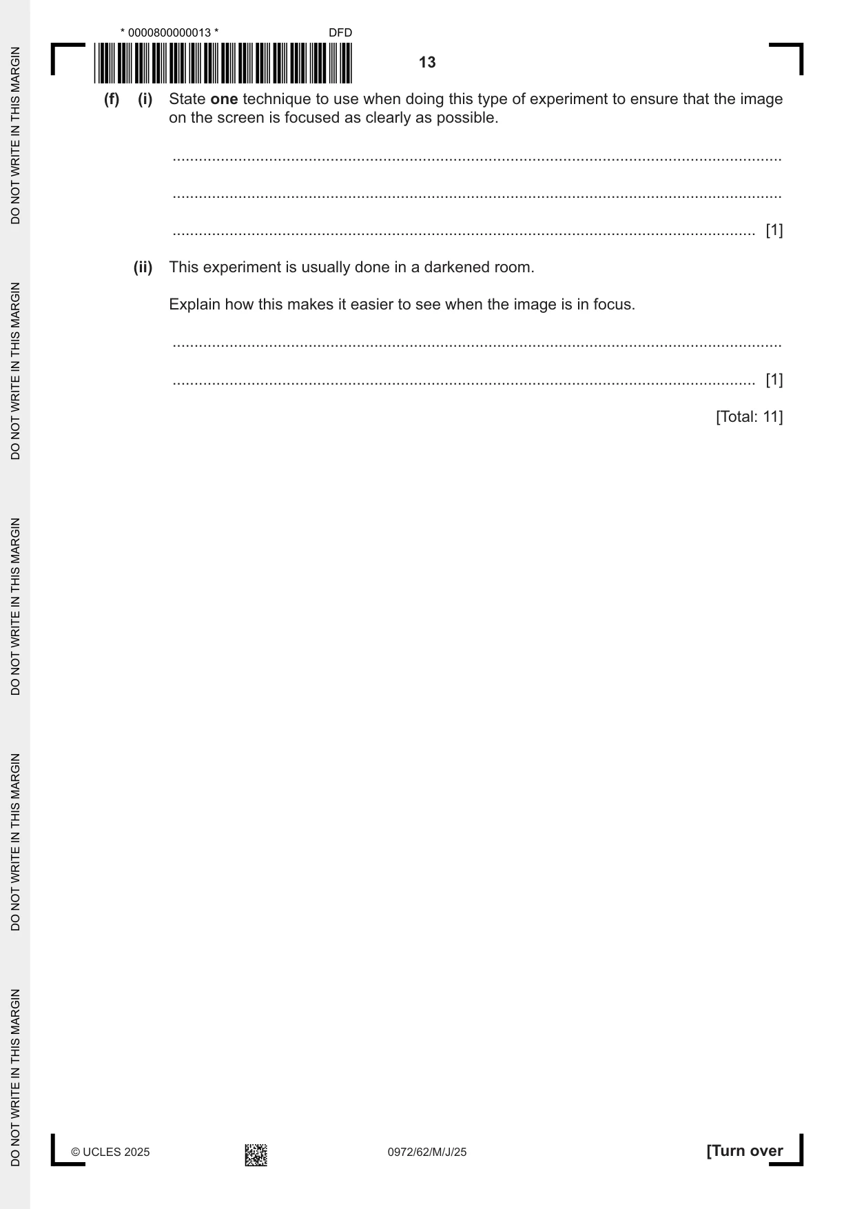 Cambridge IGCSE Physics (9-1) 0972 2025 May/June Paper 6 · Variant 2 question paper, page 13 of 16