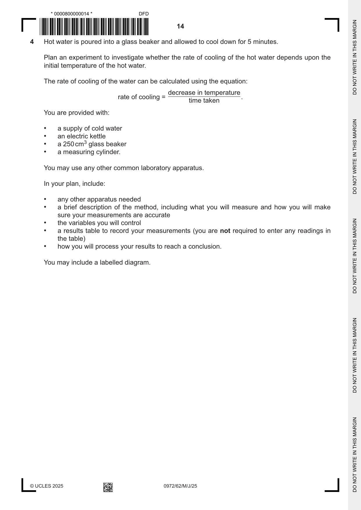 Cambridge IGCSE Physics (9-1) 0972 2025 May/June Paper 6 · Variant 2 question paper, page 14 of 16