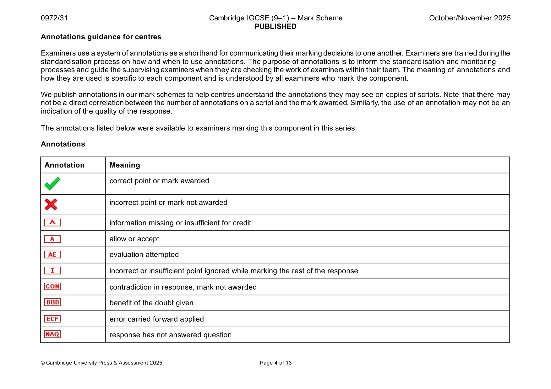 Mark scheme, page 4 of 13