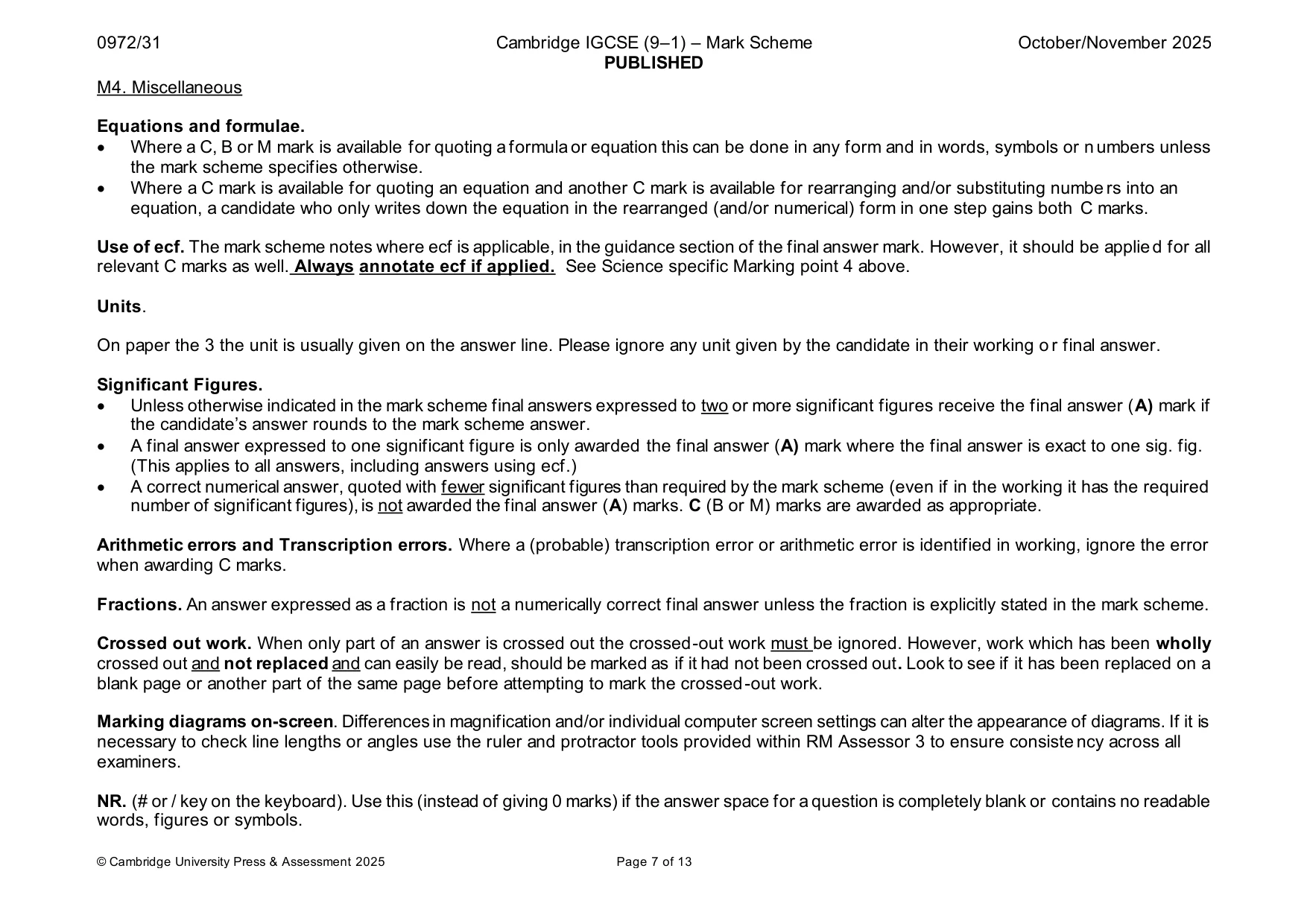 Mark scheme, page 7 of 13