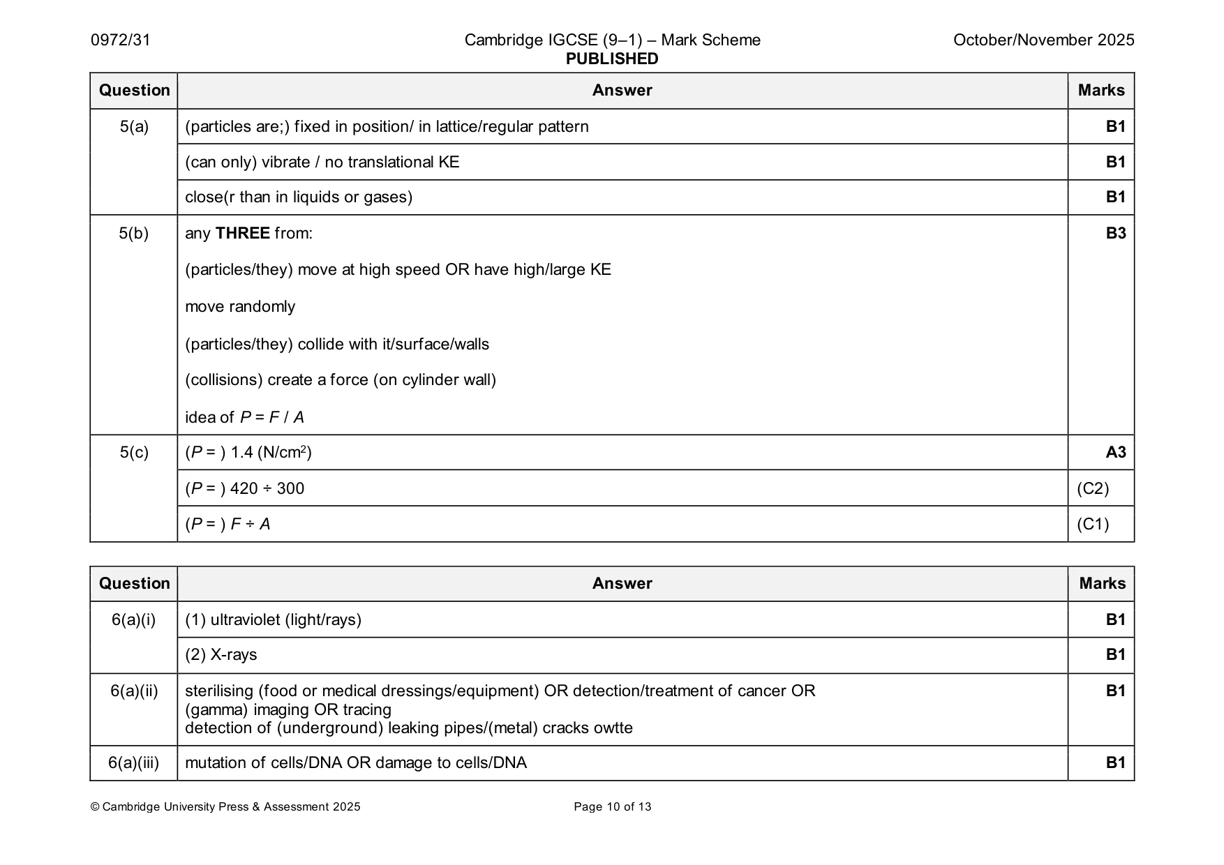 Mark scheme, page 10 of 13