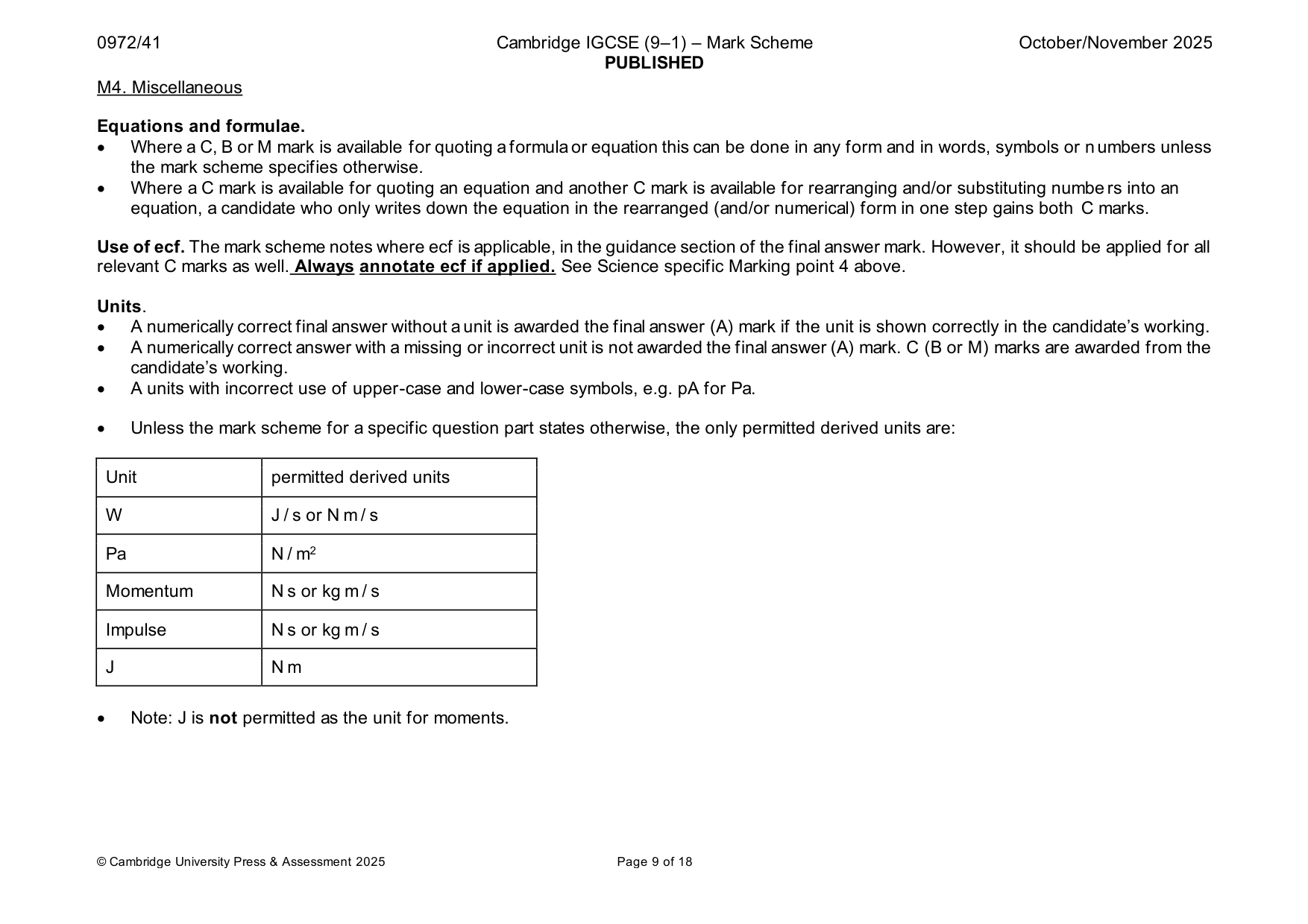 Mark scheme, page 9 of 18